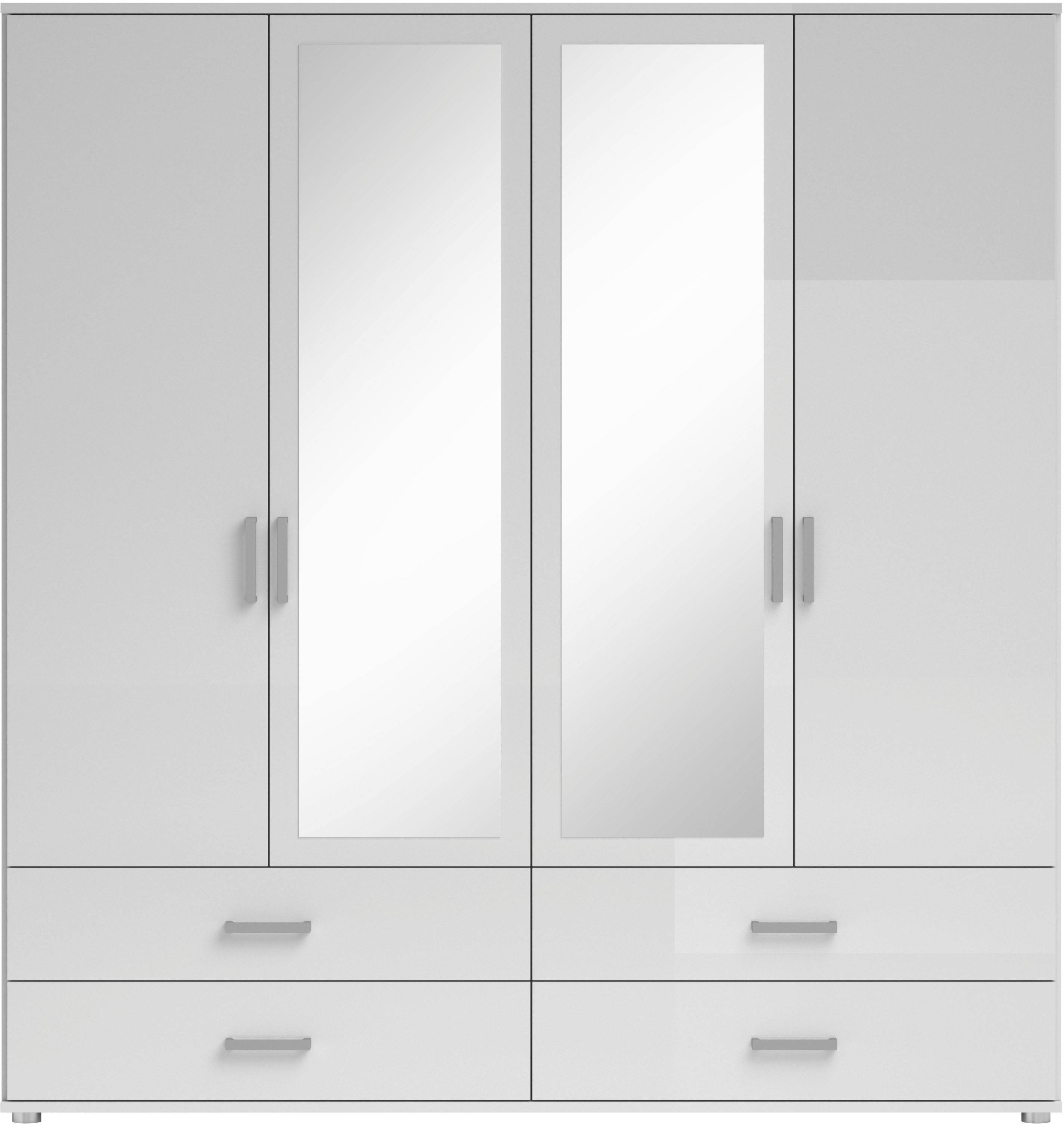 Schlafkontor Drehtürenschrank Ivar Kleiderschrank mit Spiegel inklusive 2 Spiegeltüren und 2 farblich abgesetzten Schubkästen
