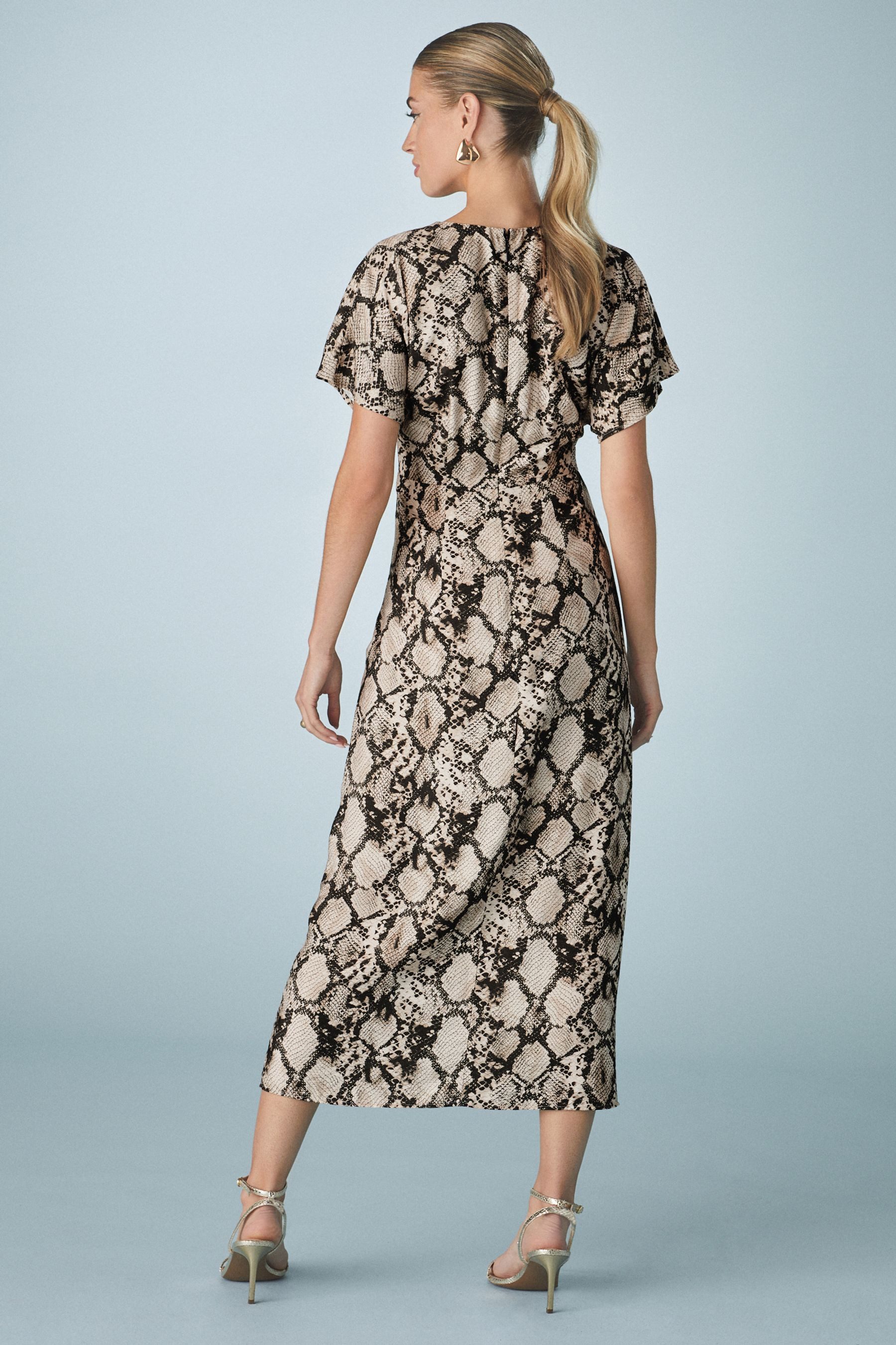 Next Midikleid Kurzärmeiges Midikleid mit Drapierung günstig online kaufen