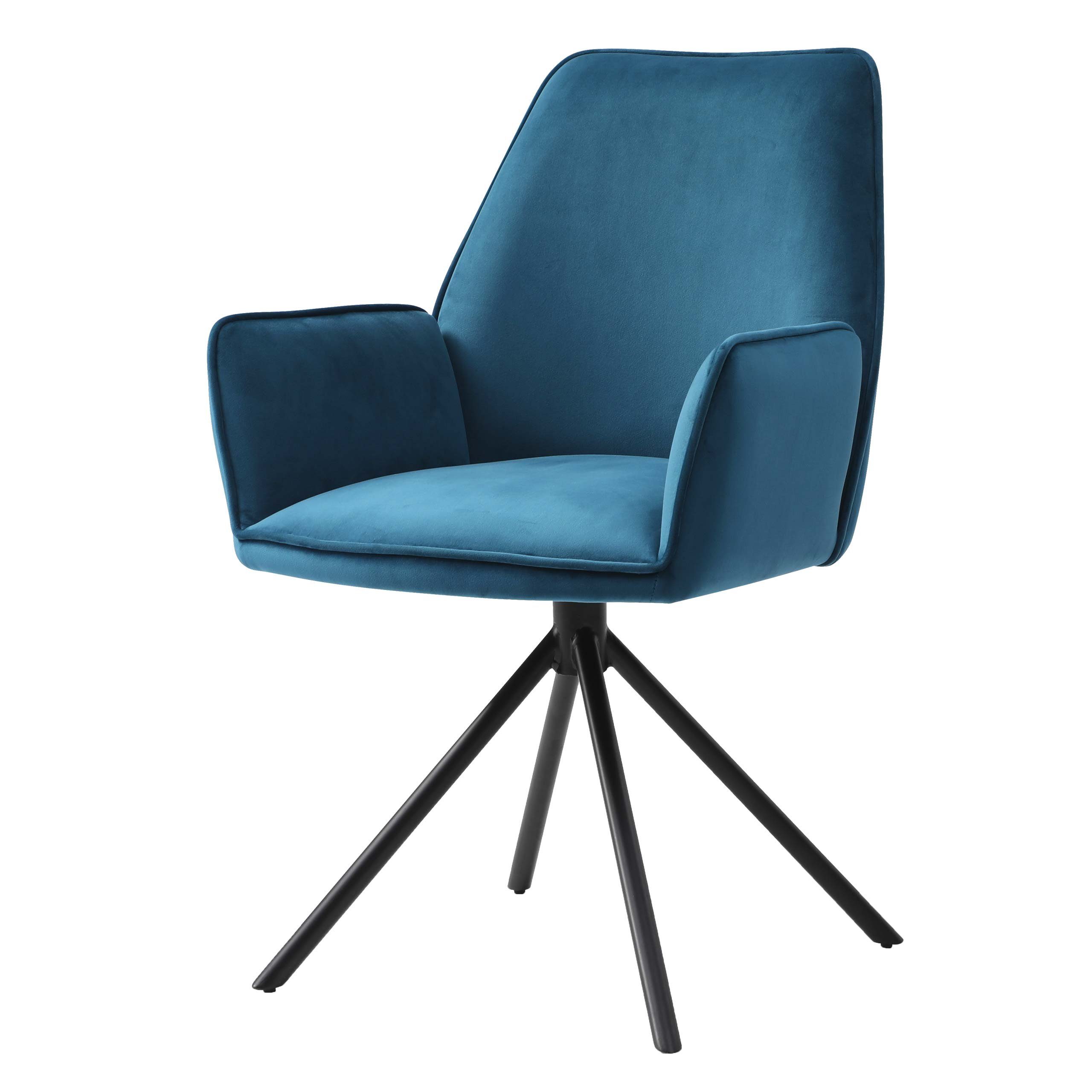 MCW Esszimmerstuhl MCW-G67 (kein Set), Hochwertige Verarbeitung, 90° drehbar in beide Richtung, modern türkis-blau | blau | Stühle