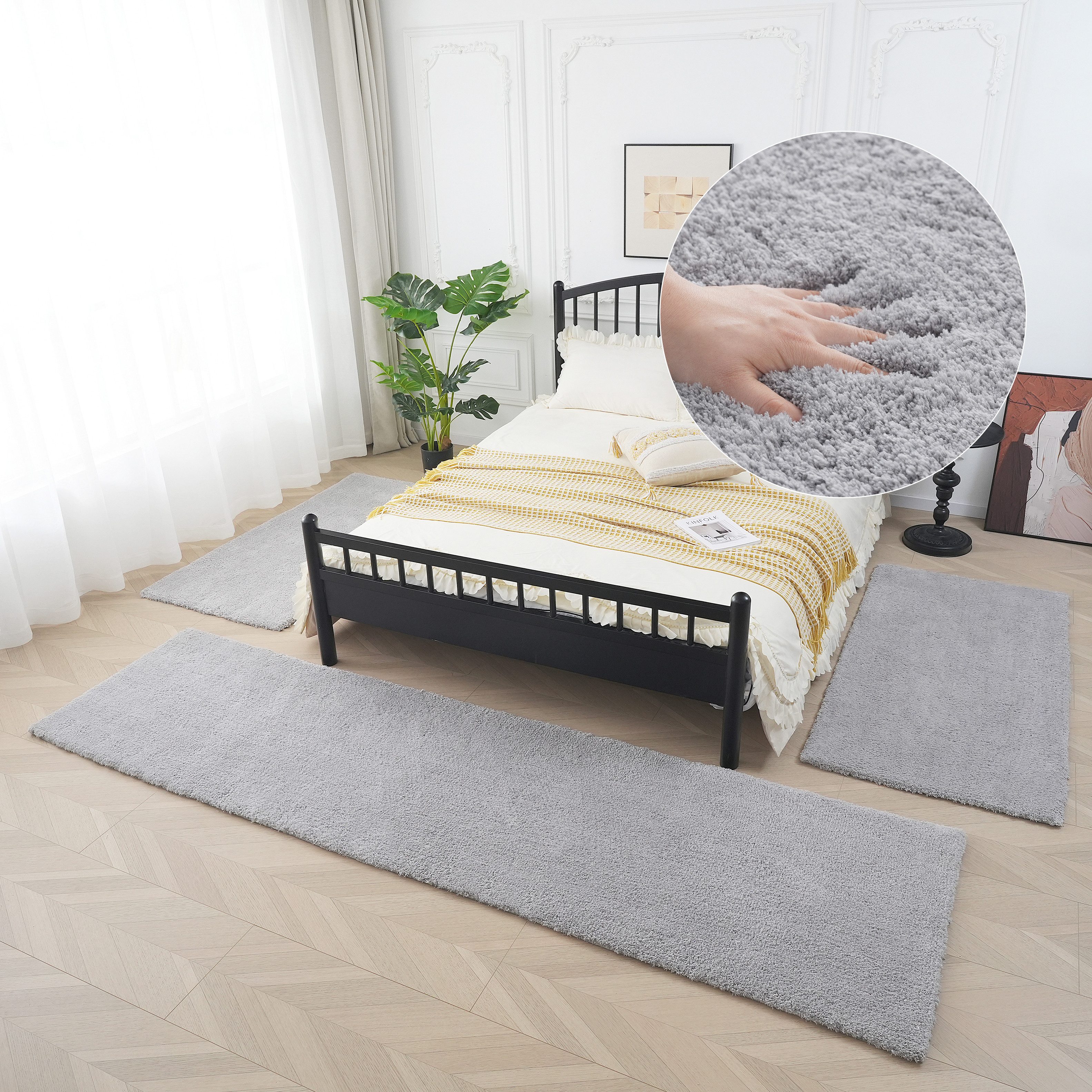 my home Hochflor-Bettumrandung Microfaser Teppich Magong, günstig online kaufen