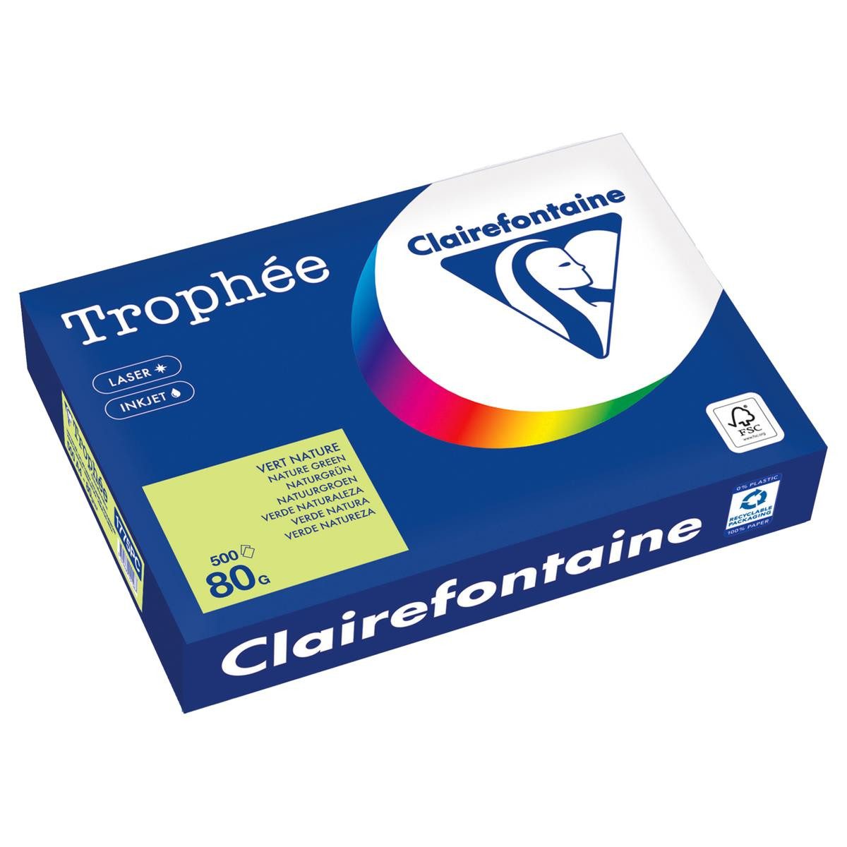 CLAIREFONTAINE Druckerpapier Clairefontaine Kopierpapier 1775PC A4 80g naturgrün 500Bl