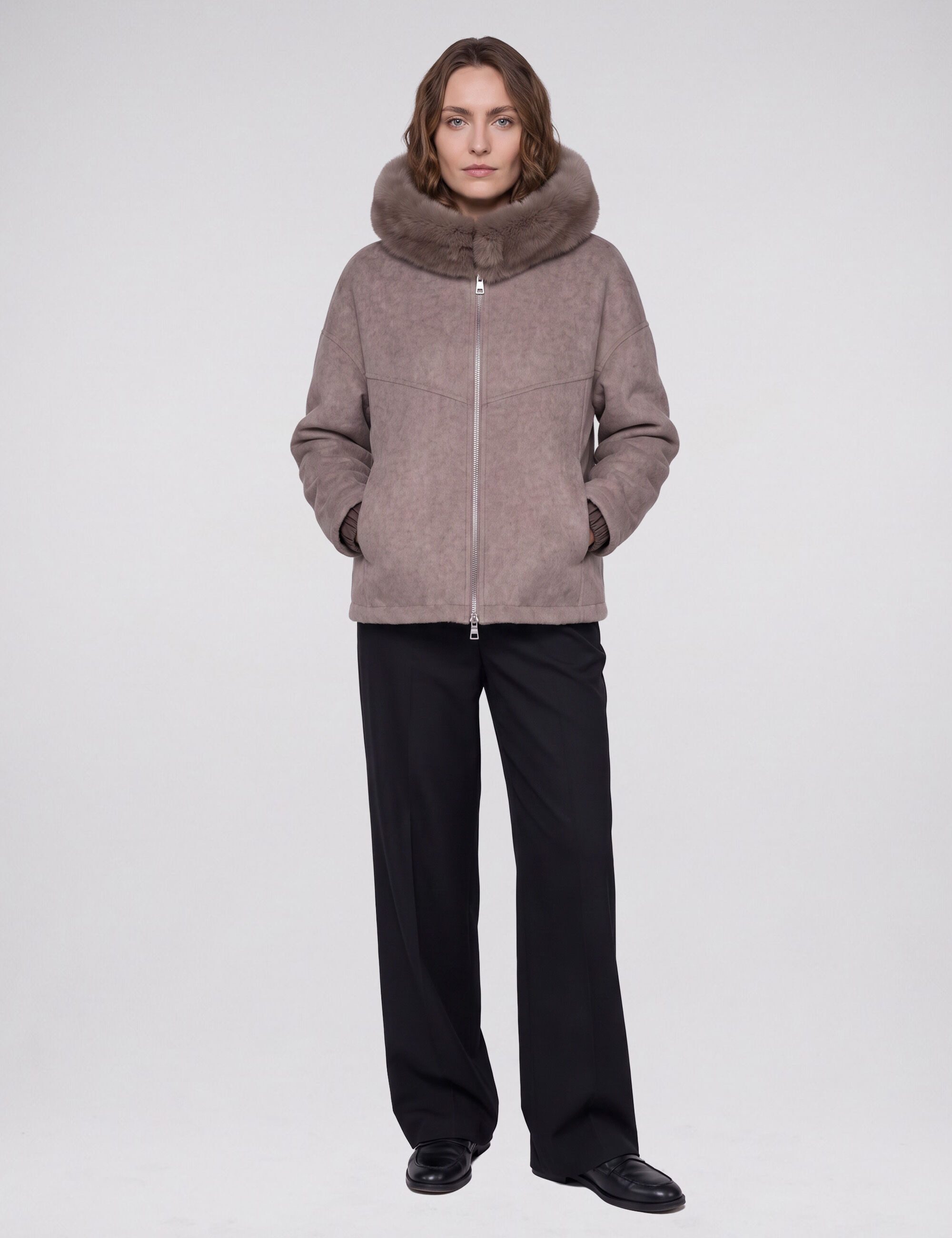 Blonde No.8 Wolljacke 'JERRY M' mit abnehmbarer Kunstfell-Kapuze