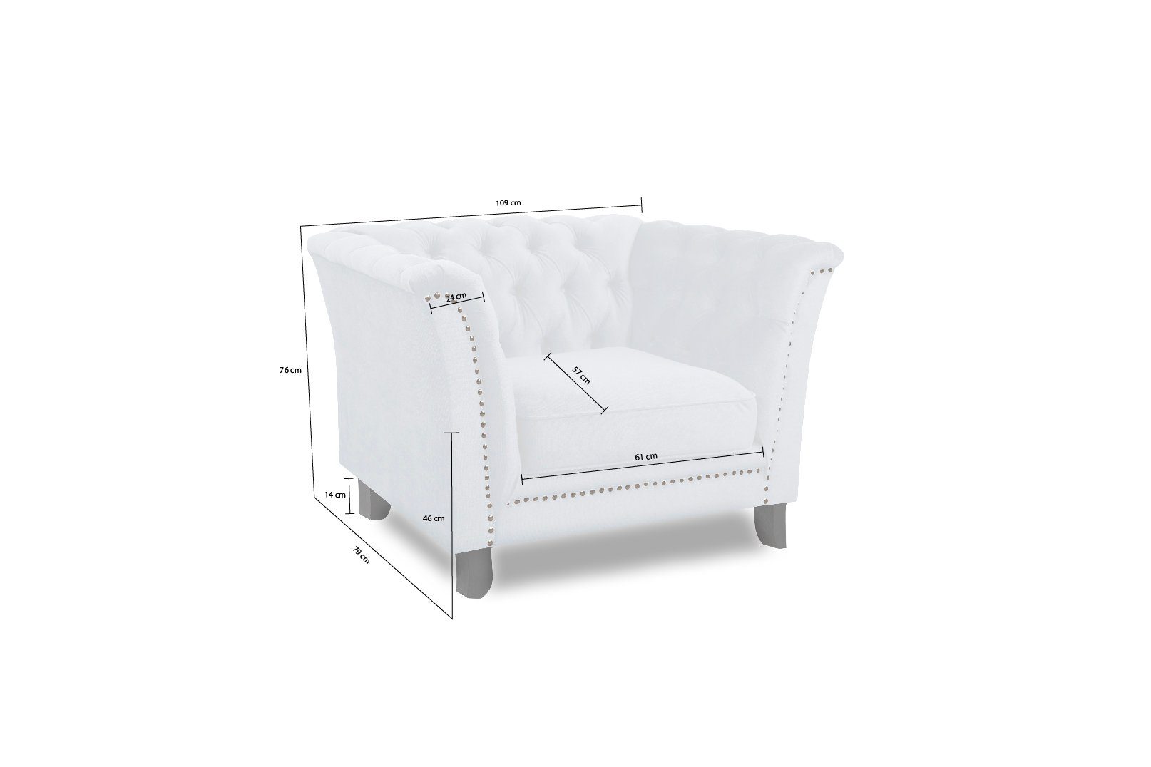 mit Nietenbesatz Lynelle, Design Sessel Knopfheftung Chesterfield Leonique typischer und