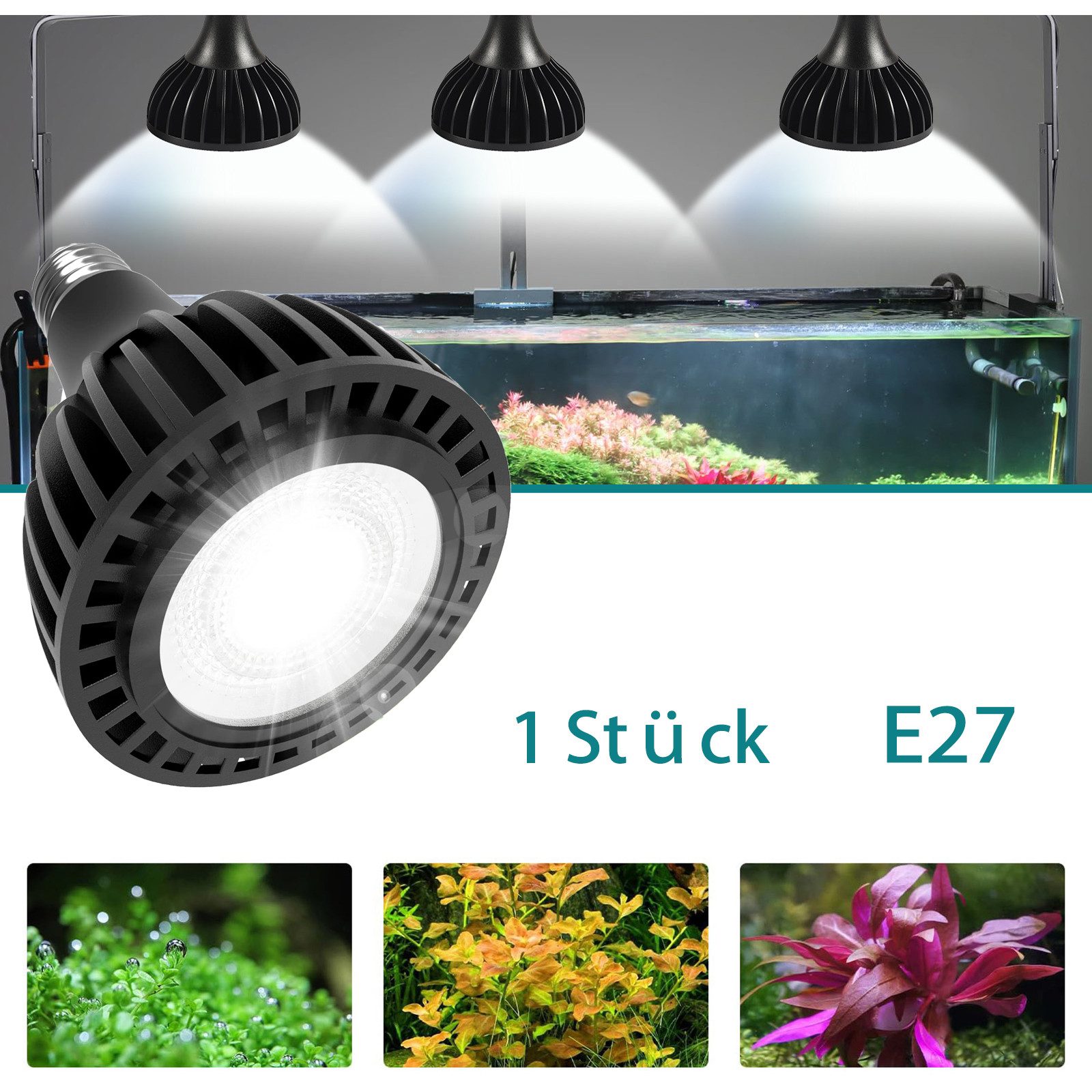 LED Aquariumleuchte Led Aquarium Beleuchtung E27 Glühbirne 3000 K/6000 K, COB-LED