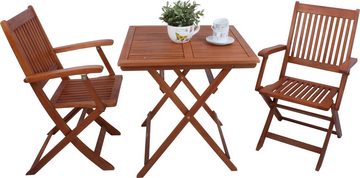 Garden Pleasure Balkonset »SEATTLE«, 2 Stühle (klappbar), Tisch LxB: 70x70 cm, Eukalyptus geölt
