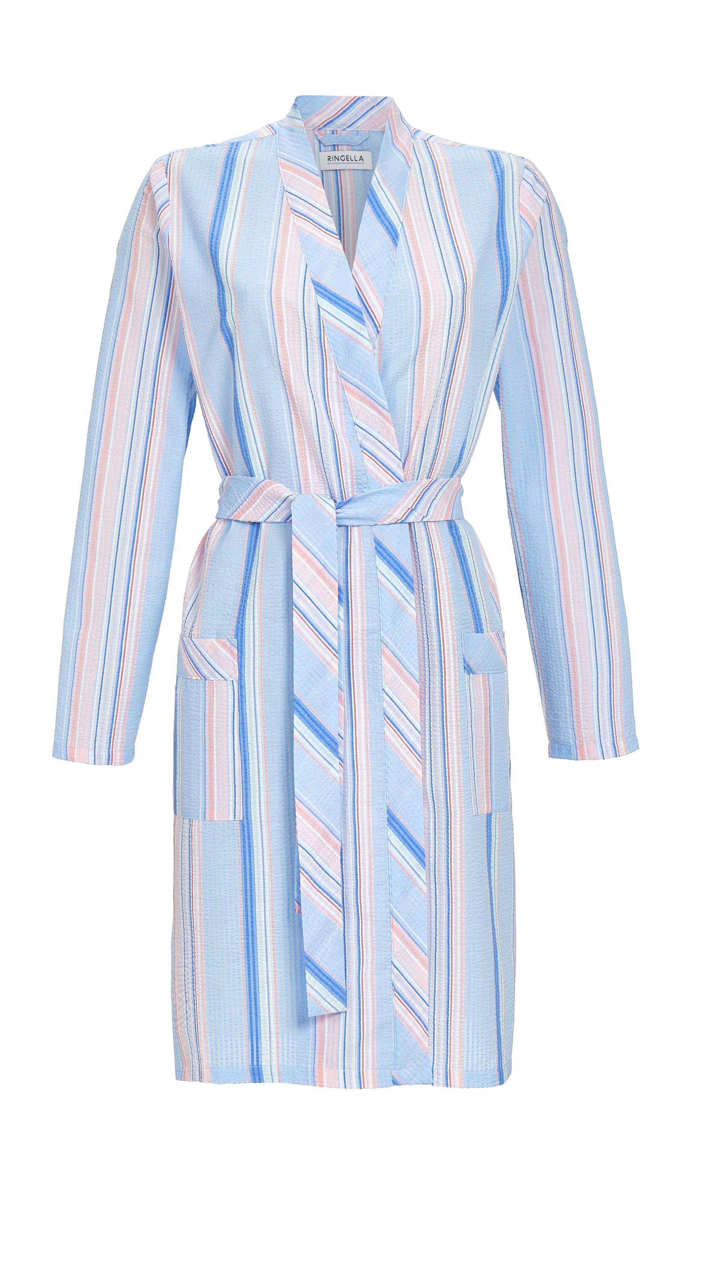 Ringella Damenbademantel, Morgenmantel mit Streifendessin, Morgenmantel mit Streifendessin