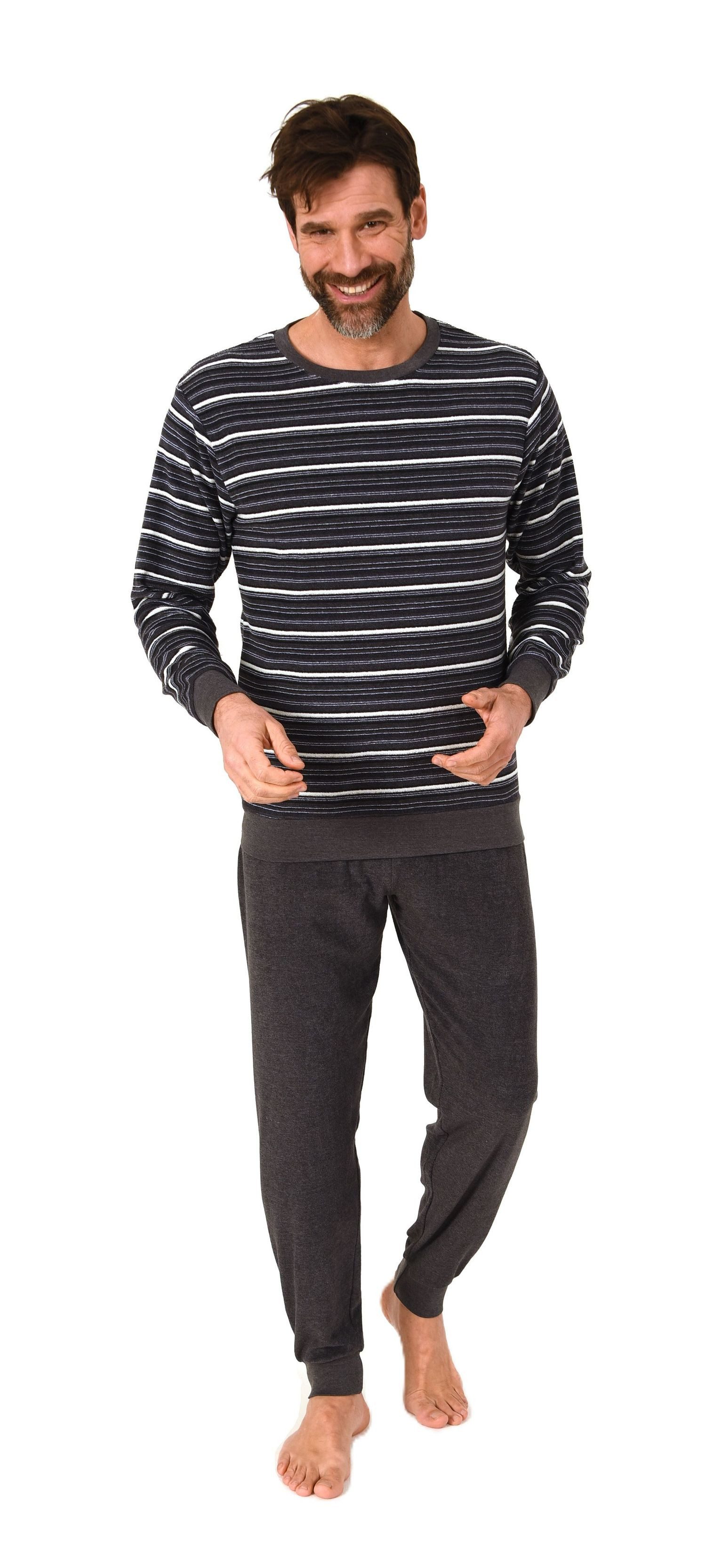 Normann Pyjama Normann Herren Frottee Schlafanzug Streifenlook – auch in Üb günstig online kaufen
