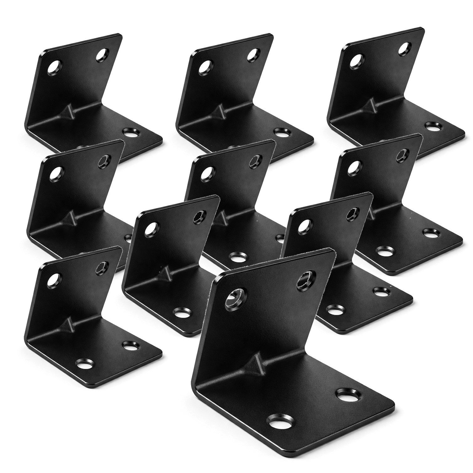HOOZ Winkelverbinder Balkenverbinder Set 30 mm Stahl schwarz für Innen & Außen 10 Stück, LxB: 32x30 mm, pulverbeschichtet, (L-Winkel für Holz, 10-St., Lochwinkel), Stabile Eck Montagewinkel aus pulverbeschichtetem Stahl