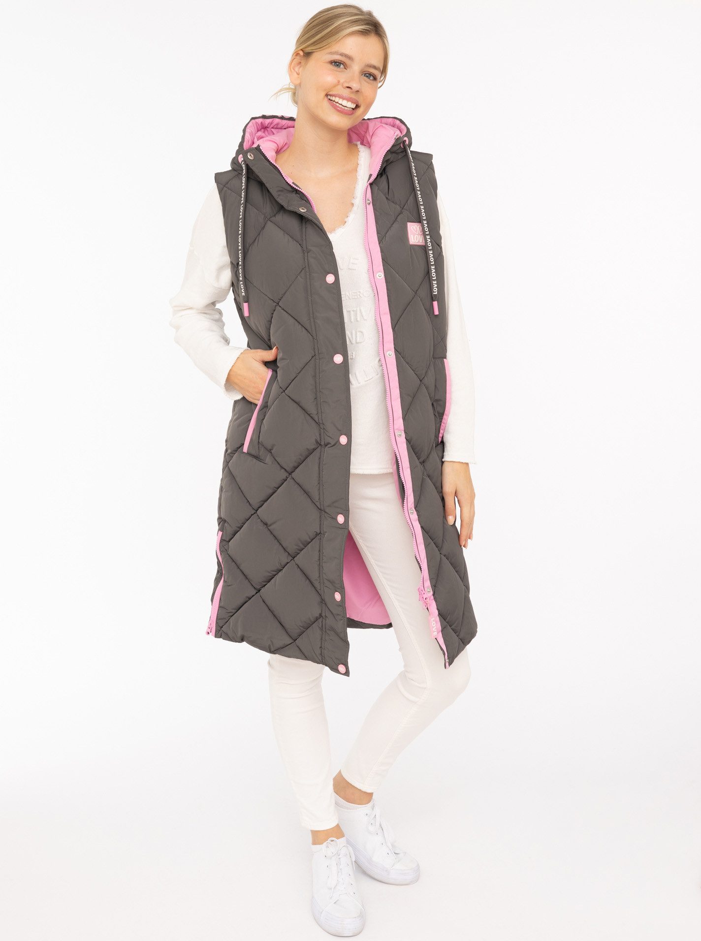 Zwillingsherz Steppweste "Love Print" modisch, Doppelzipper, Druckknöpfe, k günstig online kaufen