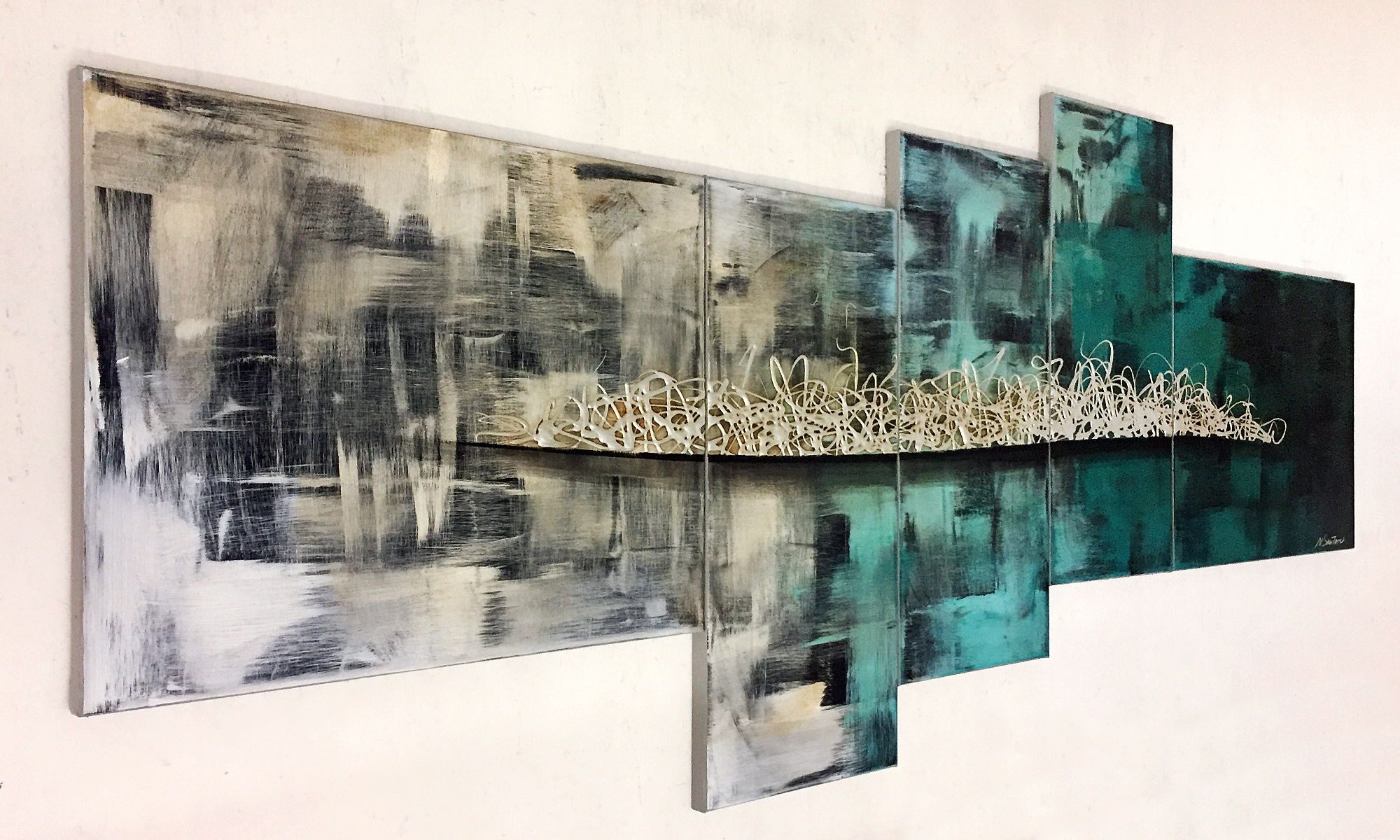 WandbilderXXL XXL-Wandbild Confusion 210 x 90 cm, Abstraktes Gemälde, handgemaltes Unikat
