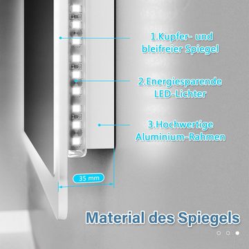 SONNI Schminkspiegel Lichtspiegel LED 80x60 mit Beleuchtung Badezimmerspiegel Wandspiegel, Badspiegel
