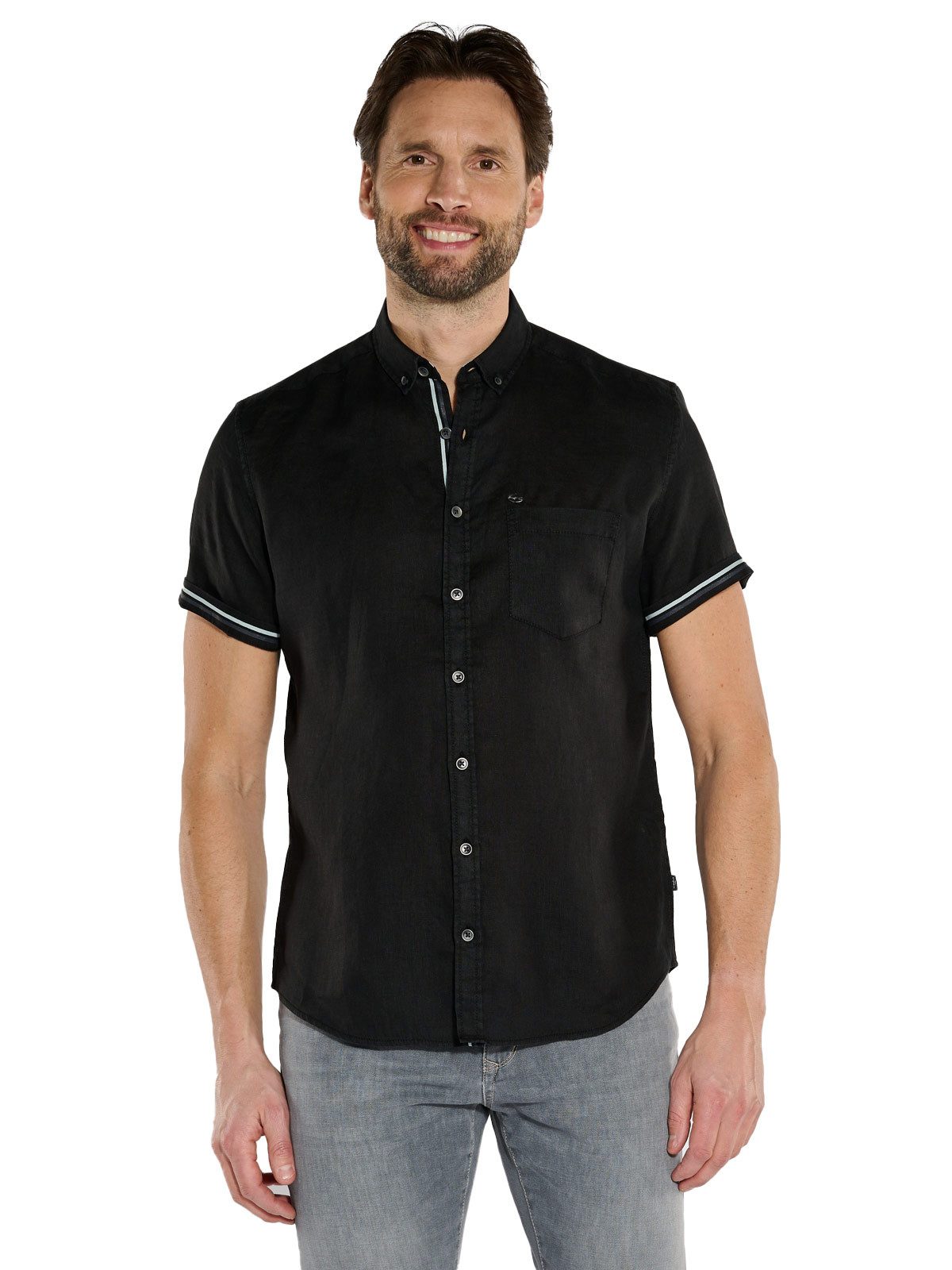 MUSTANG Herren Kurzarmhemd - Lässiges Baumwollhemd Mit Brusttasche