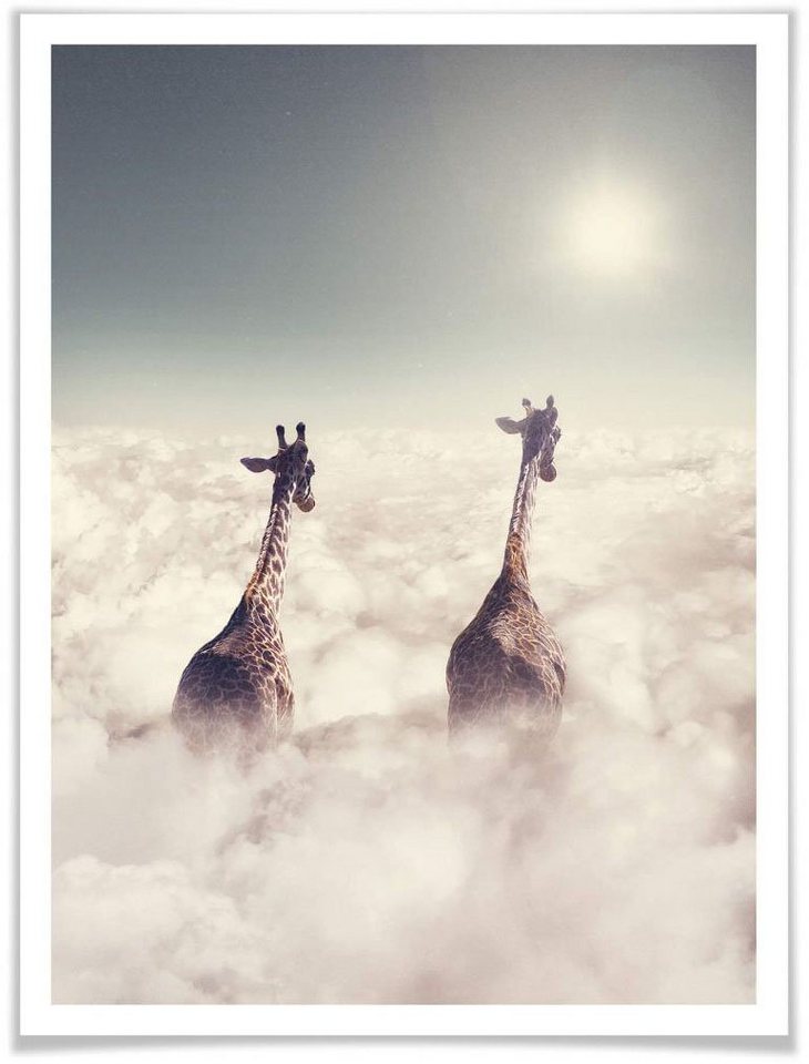 Wall-Art Poster Safari Giraffen in den Wolken, Tiere (1 St), Poster,  Wandbild, Bild, Wandposter
