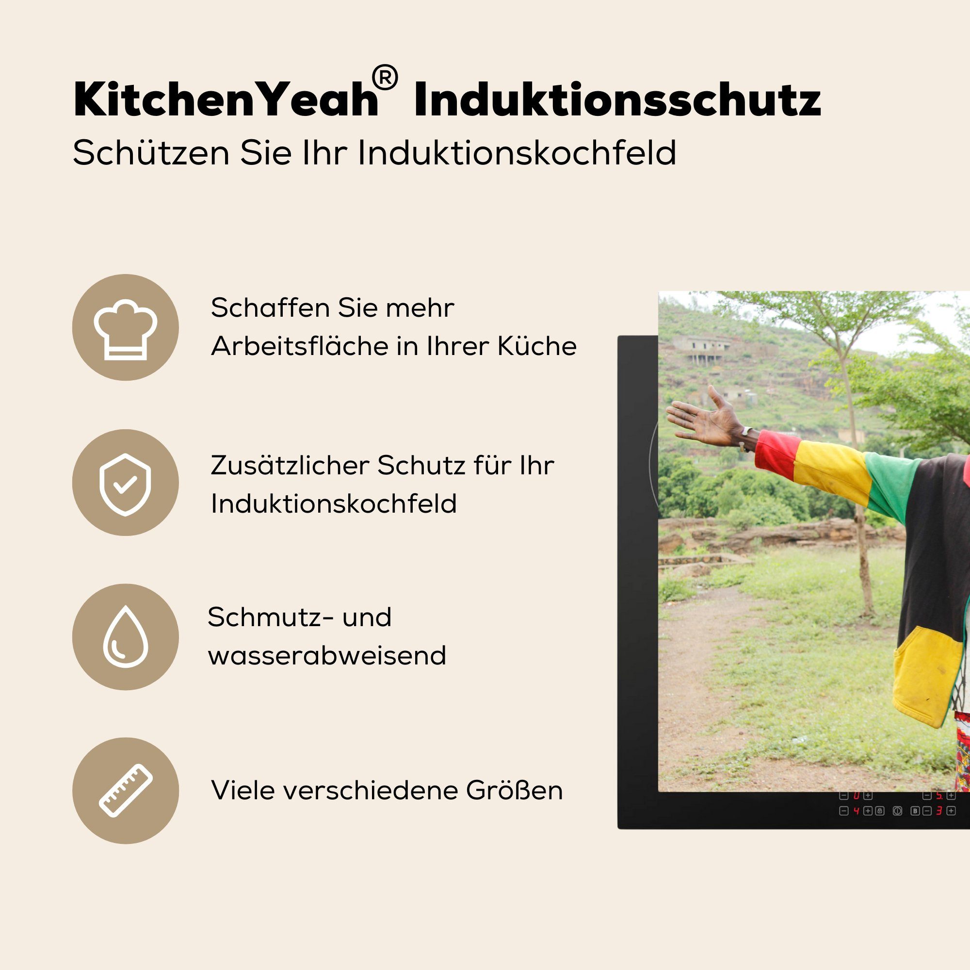 cm, MuchoWow Induktionskochfeld Natur, (1 81x52 in tlg), der Ceranfeldabdeckung für Reggae-Sänger die Vinyl, Schutz Herdblende-/Abdeckplatte küche,
