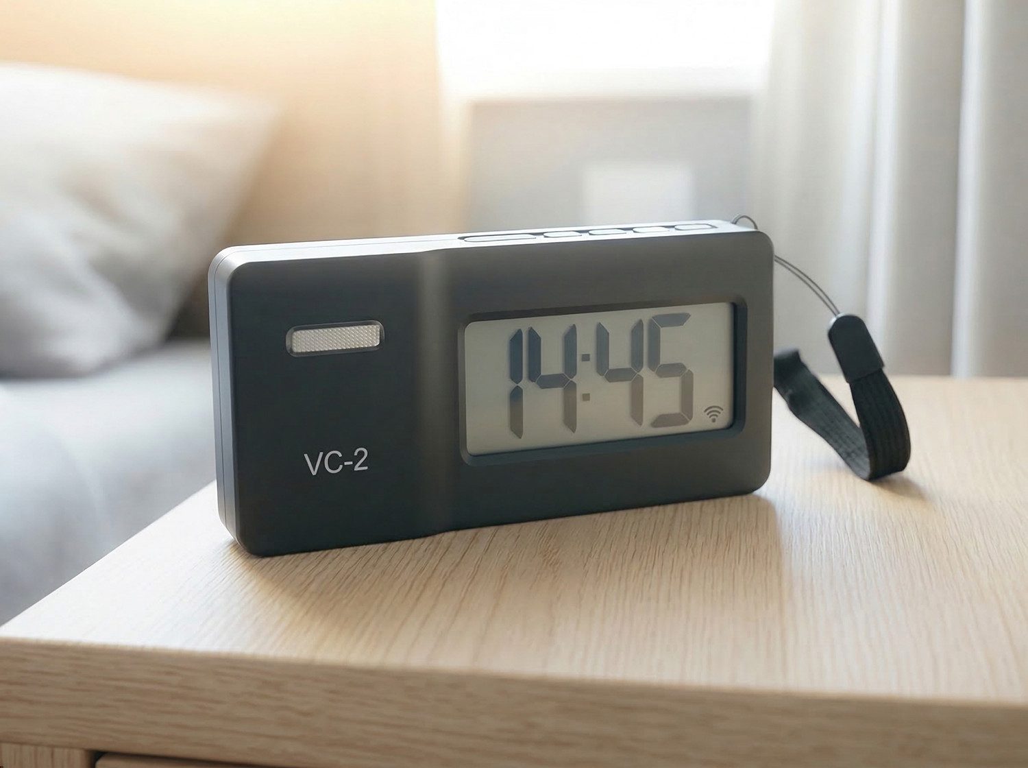 HUMANTECHNIK Funk-Reisewecker VC-2 extra laut, starke Vibration, Blitzlicht