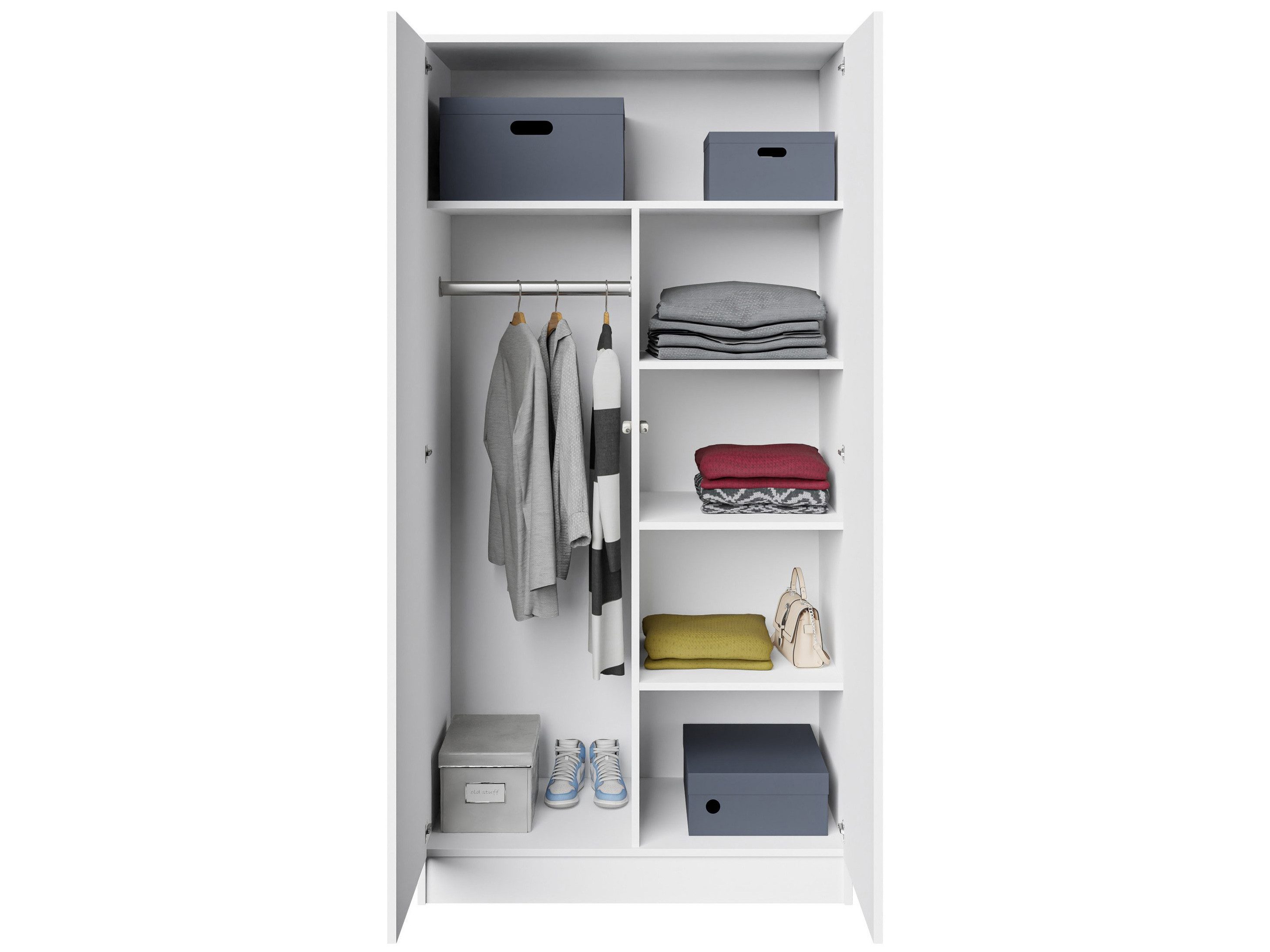 Beautysofa Kleiderschrank Zweitüriger mit Drehtürenschrank LOOK (Breite: 90 cm, Modernes TIP-ON Öffnungssystem (griffloses Öffnen möglich) Erhältlich mit oder ohne Schubladen