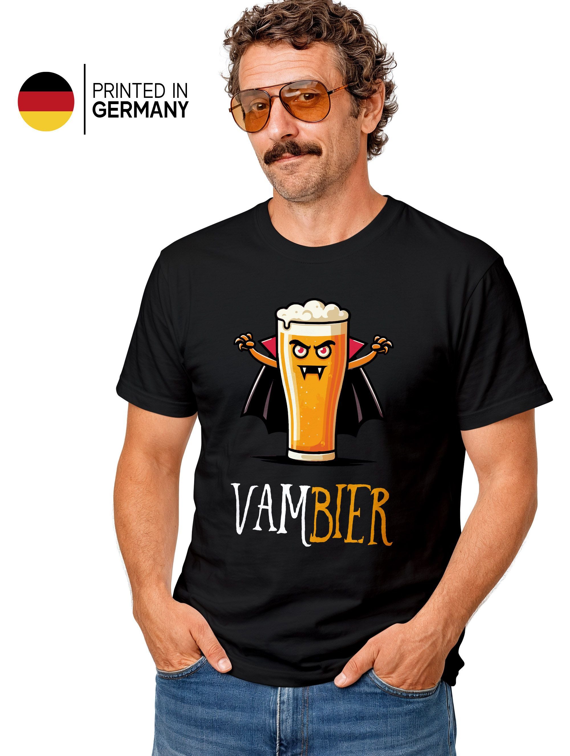 MoonWorks Print-Shirt Herren T-Shirt Fasching Karneval Halloween Bier-Motiv Kostüm-Ersatz mit Print