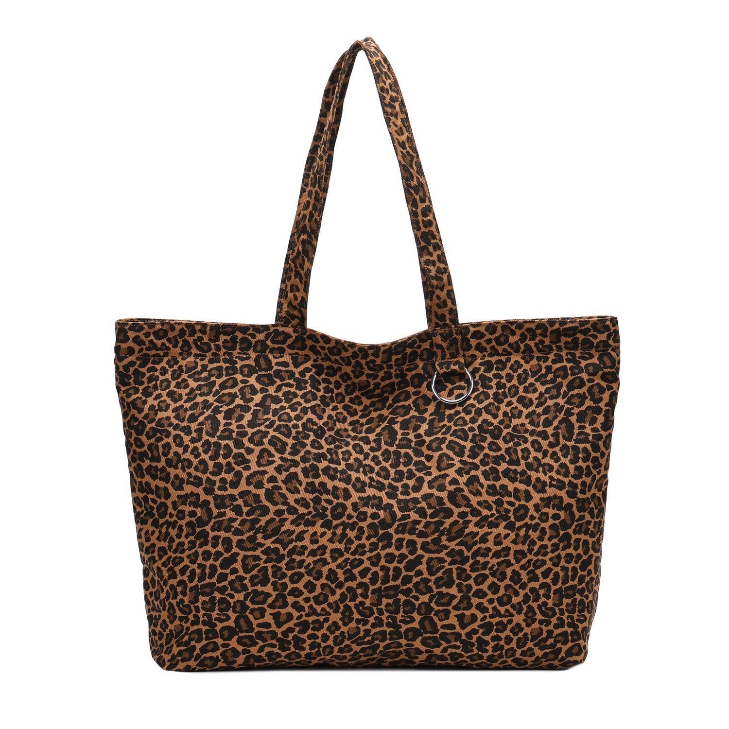 Schultertasche XXL Damen Leo Tasche Shopper Canvas Tote Bag Weekender Beuteltasche