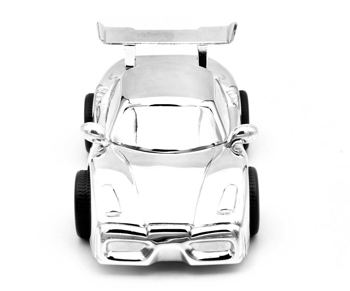 Brillibrum Spardose Rennwagen Sparschwein versilbert anlaufgeschützt Spardose Rennauto