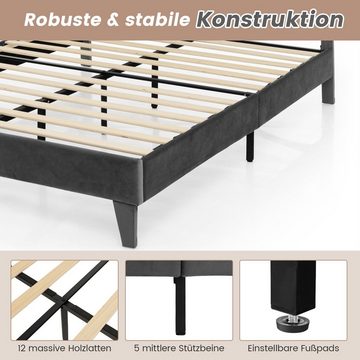 COSTWAY Bettgestell, mit Lattenrost & Kopfteil, 140 x 200 cm, ohne Matratze