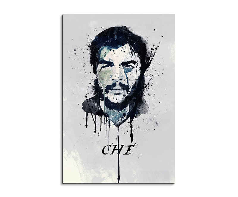 Sinus Art Leinwandbild Che Guevara 90x60cm Aquarell Art Wandbild auf Leinwand fertig gerahmt Original Sinus Art
