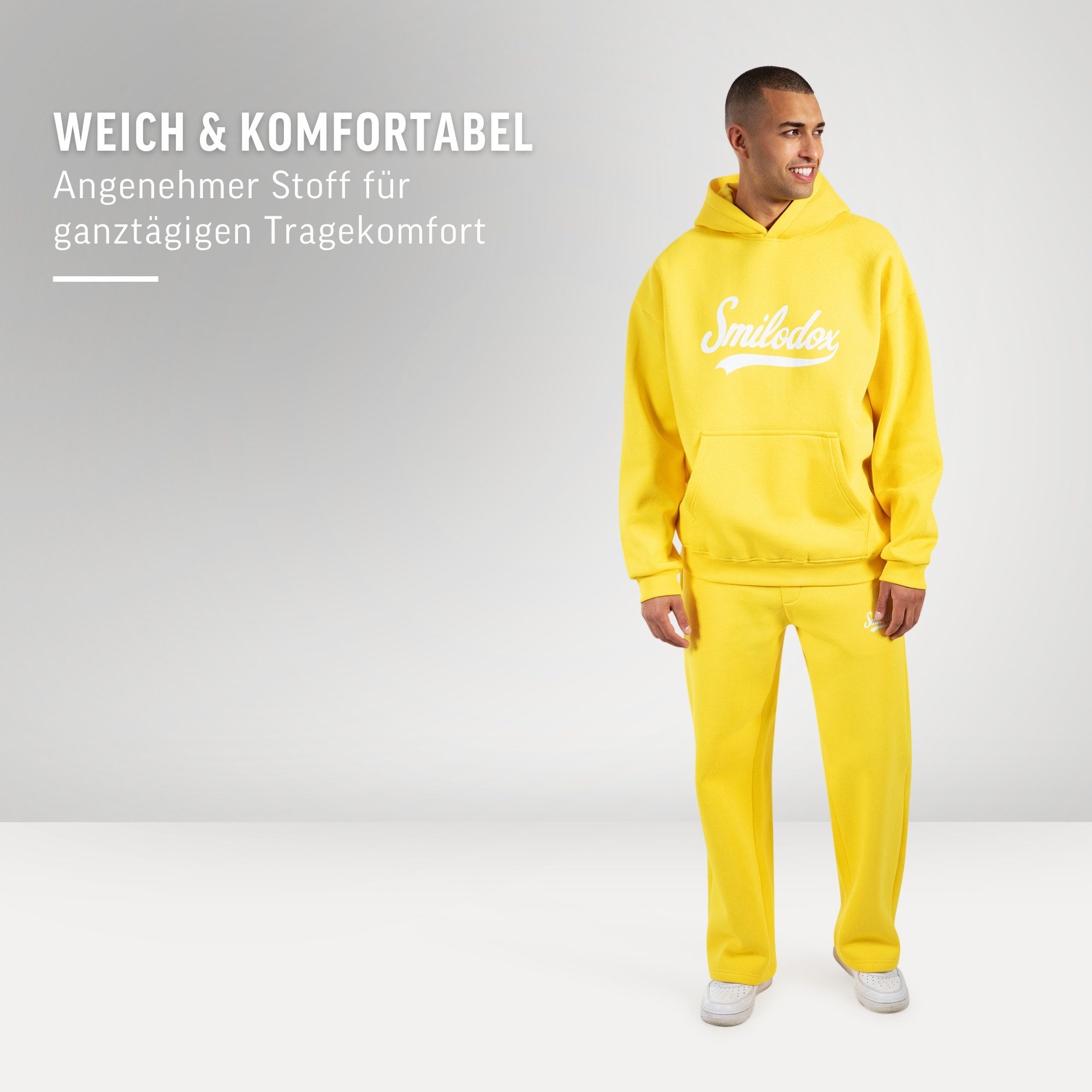 Smilodox Jogginghose Lorik, Bequeme Sweathose, Logo-Detail, elastischem Bund mit Kordelzug seitliche Eingrifftaschen gerader Beinabschluss weiches Material