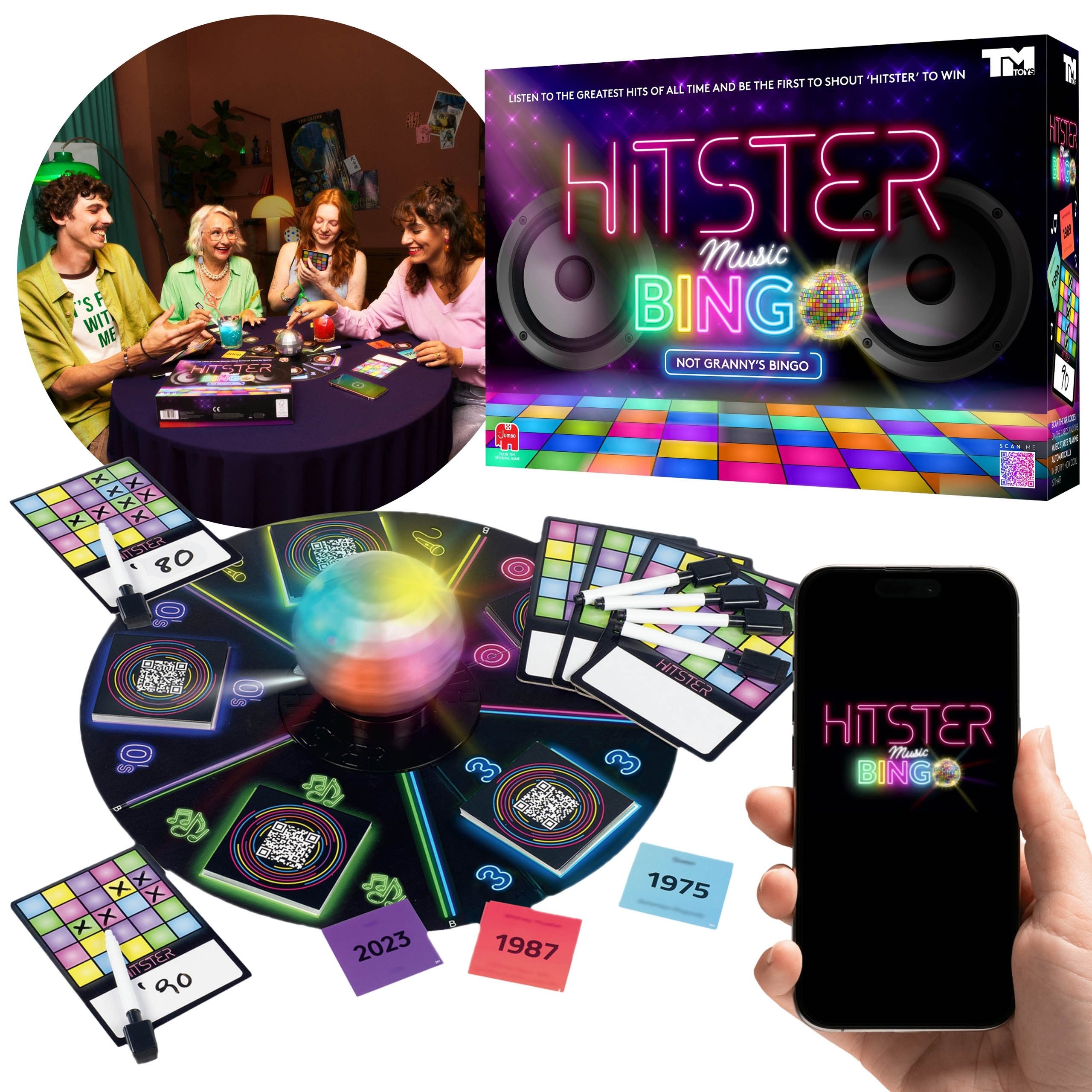 Sarcia.eu Spielesammlung Hitster Bingo Party-Musikspiel, interaktives Gesellschaftsspiel