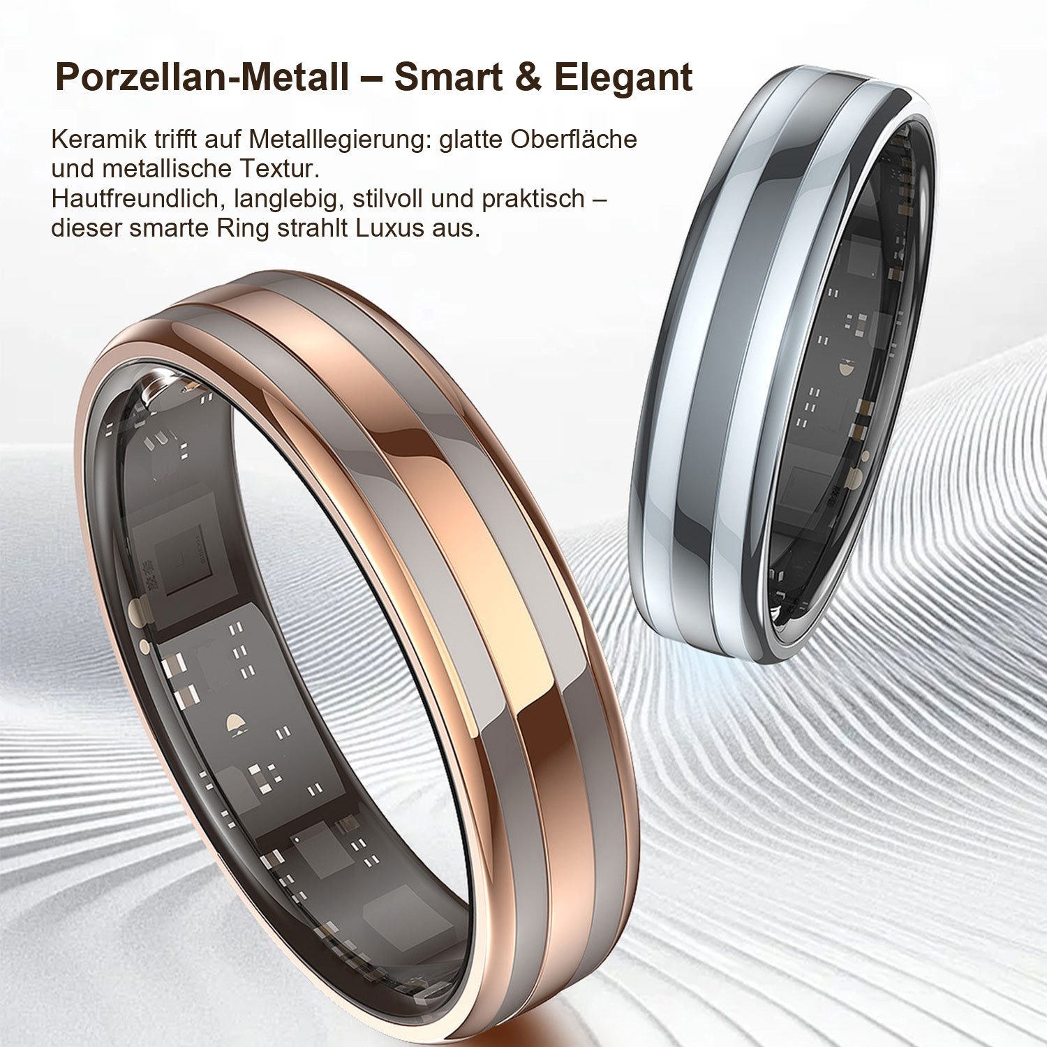 Refttenw Smart Ring Smart Ring zur Gesundheitsüberwachung,Schlafanalyse,Herzfrequenz, Menstruationszyklus-Erinnerung,Bluetooth-Fotoaufnahme