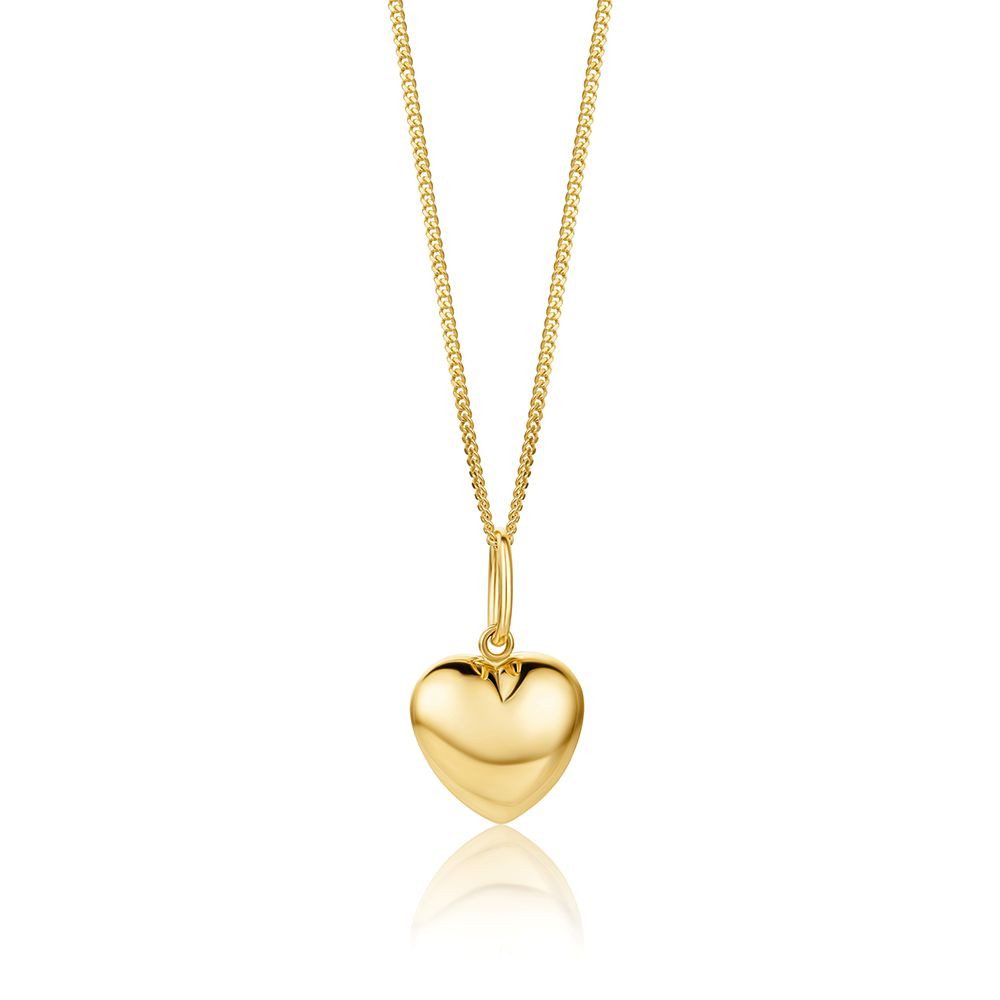 Miore Herzkette MA961SN für Damen Anhänger aus 9K (375) Gelbgold - Kette 925 Silber, Anhänger 9,5 x 14,5 mm - Panzerkette