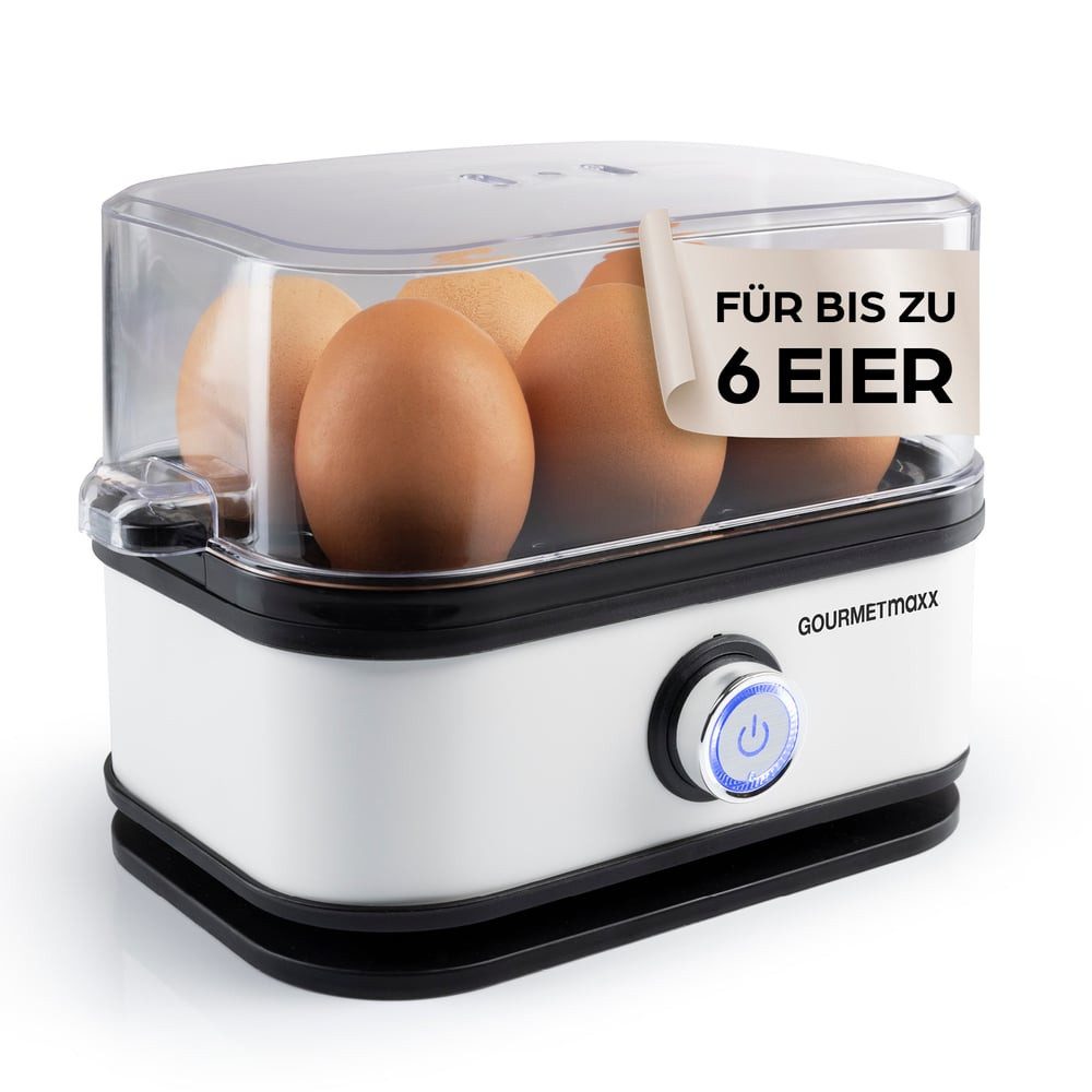 GOURMETmaxx Яйцеварки für 6 Eier 400W weiß, 400 W, mit Messbecher & Eierstecher - kompakt