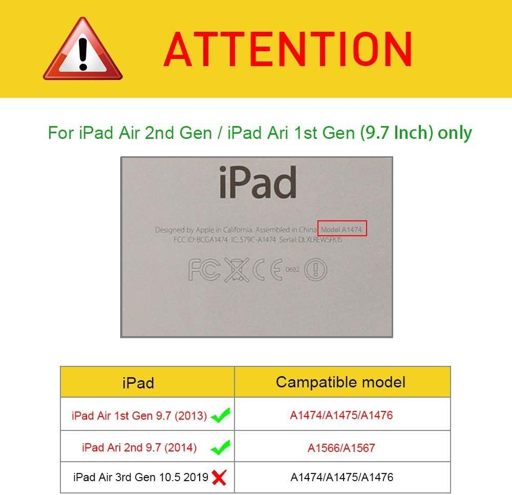 Fintie Tablet-Hülle für iPad Air 2 (2014 Modell) / iPad Air (2013 Modell), Ultradünne Hülle mit Transparenter Rückseite und Auto Schlaf/Wach