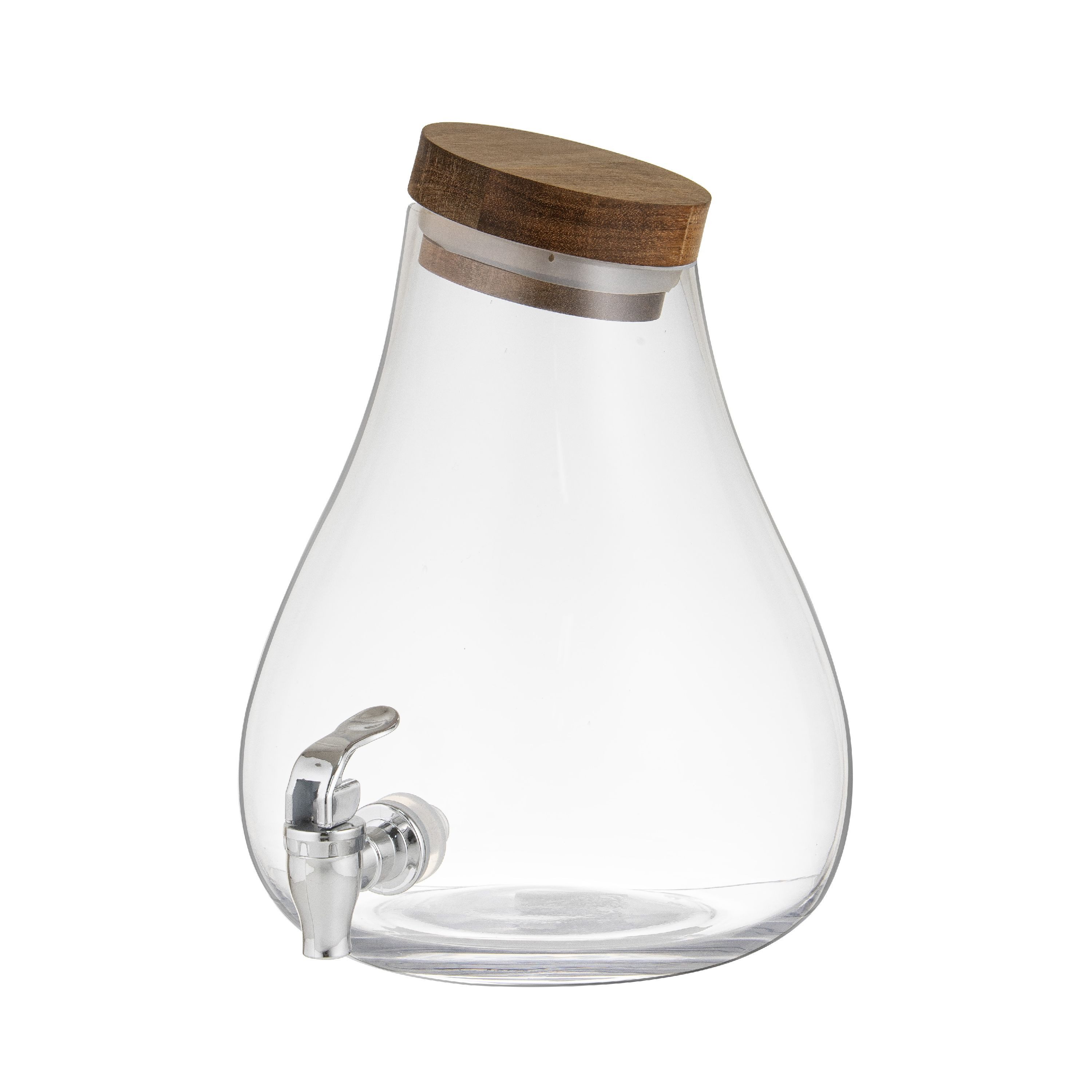 Ladelle Getränkespender, Modern Glas/Akazie/Silikon, 10l, 27x39,5cm