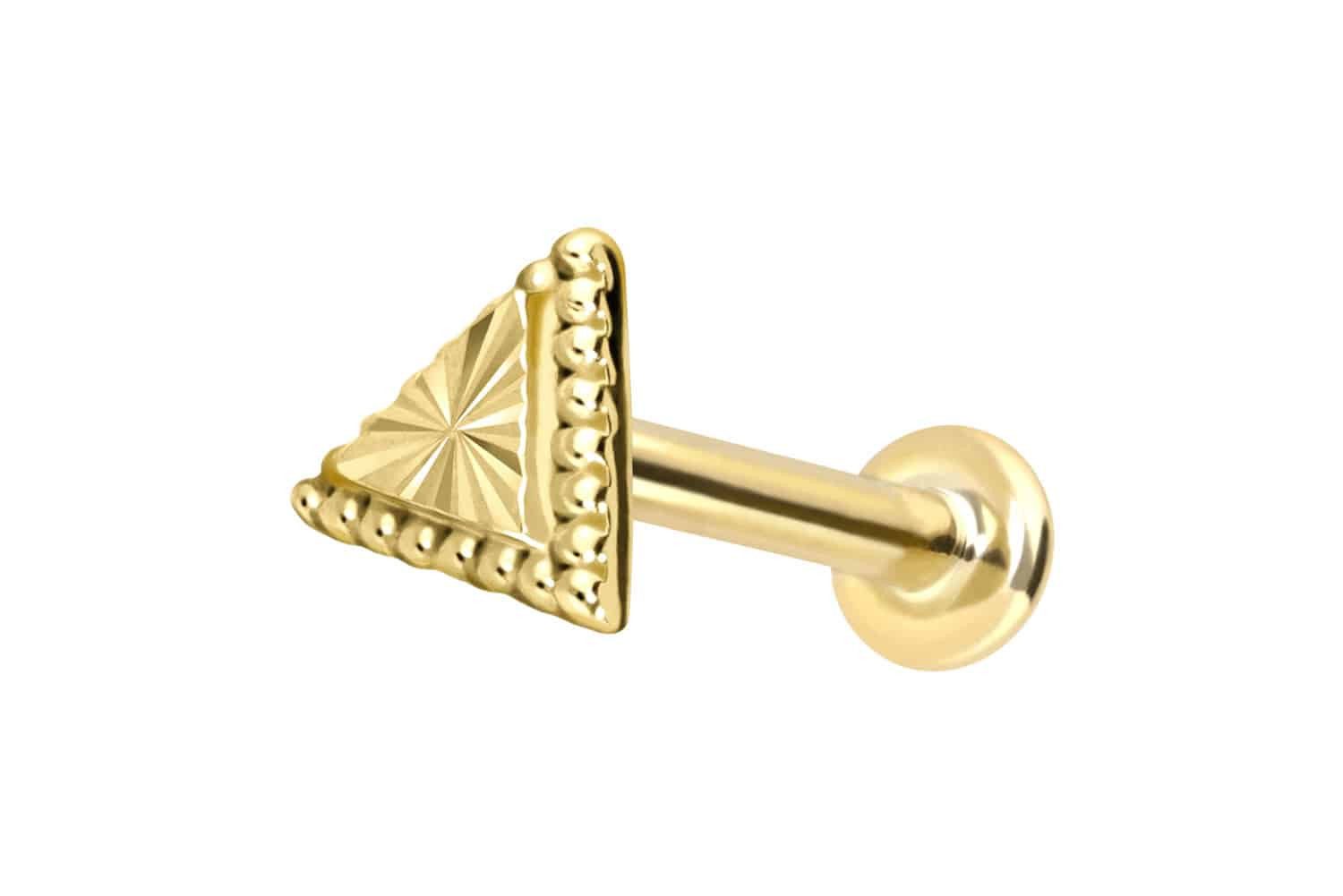 PIERCINGLINE Piercing-Set 14 Karat Gold Labret mit Innengewinde DREIECK (Labrets, 1-tlg)