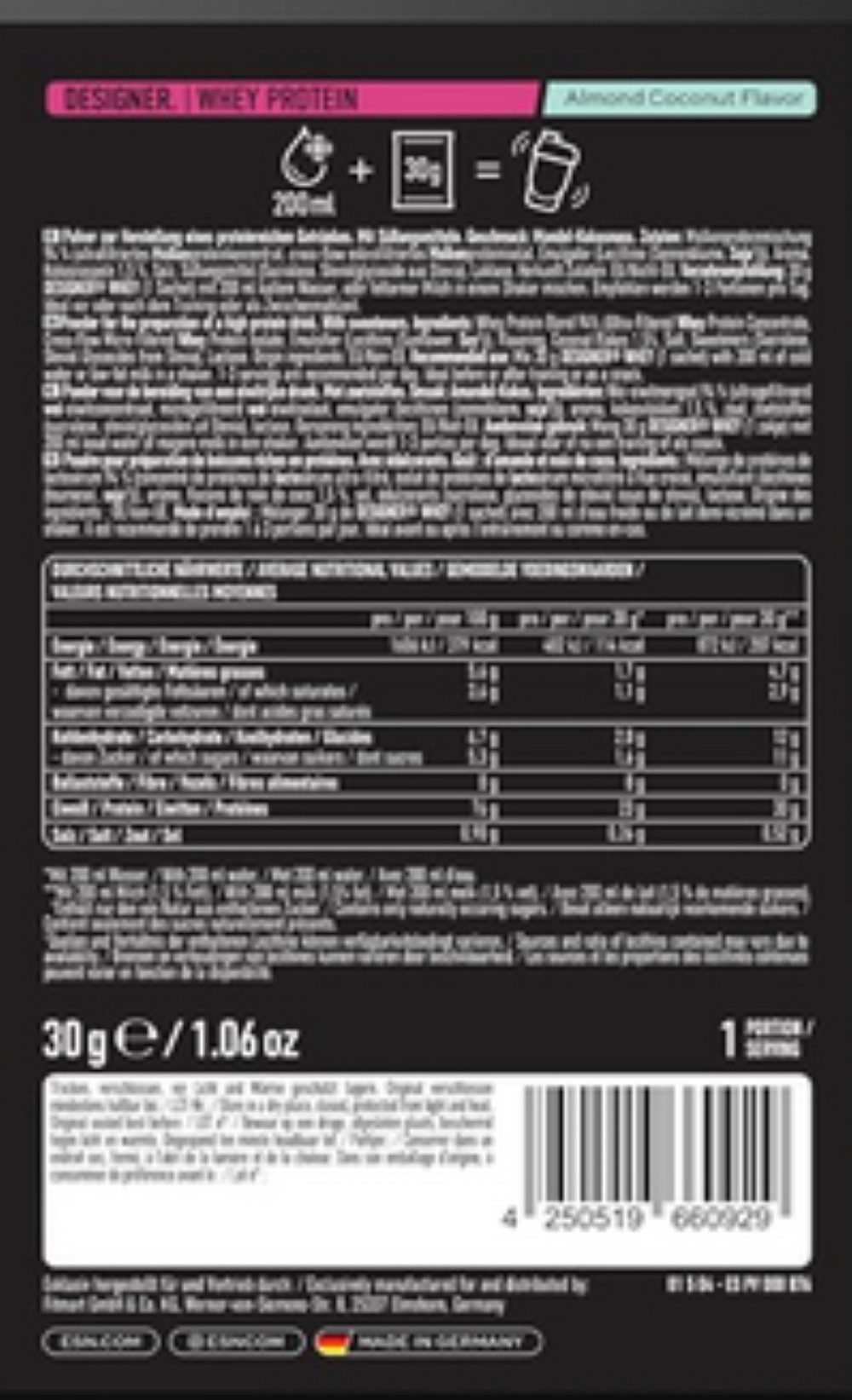 ESN ESN Designer Whey 908g Dose Pulver, Die Kombination aus Whey-Konzentrat und Whey-Isolat