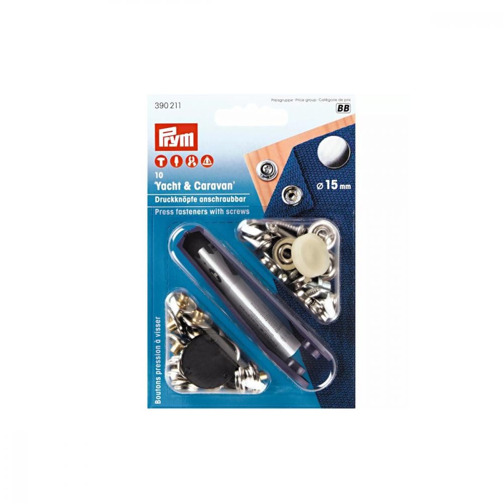 Prym Druckknopf - Yacht Caravan Druckknöpfe 15 mm inkl. Werkzeug, Druckknöpfe 15 mm