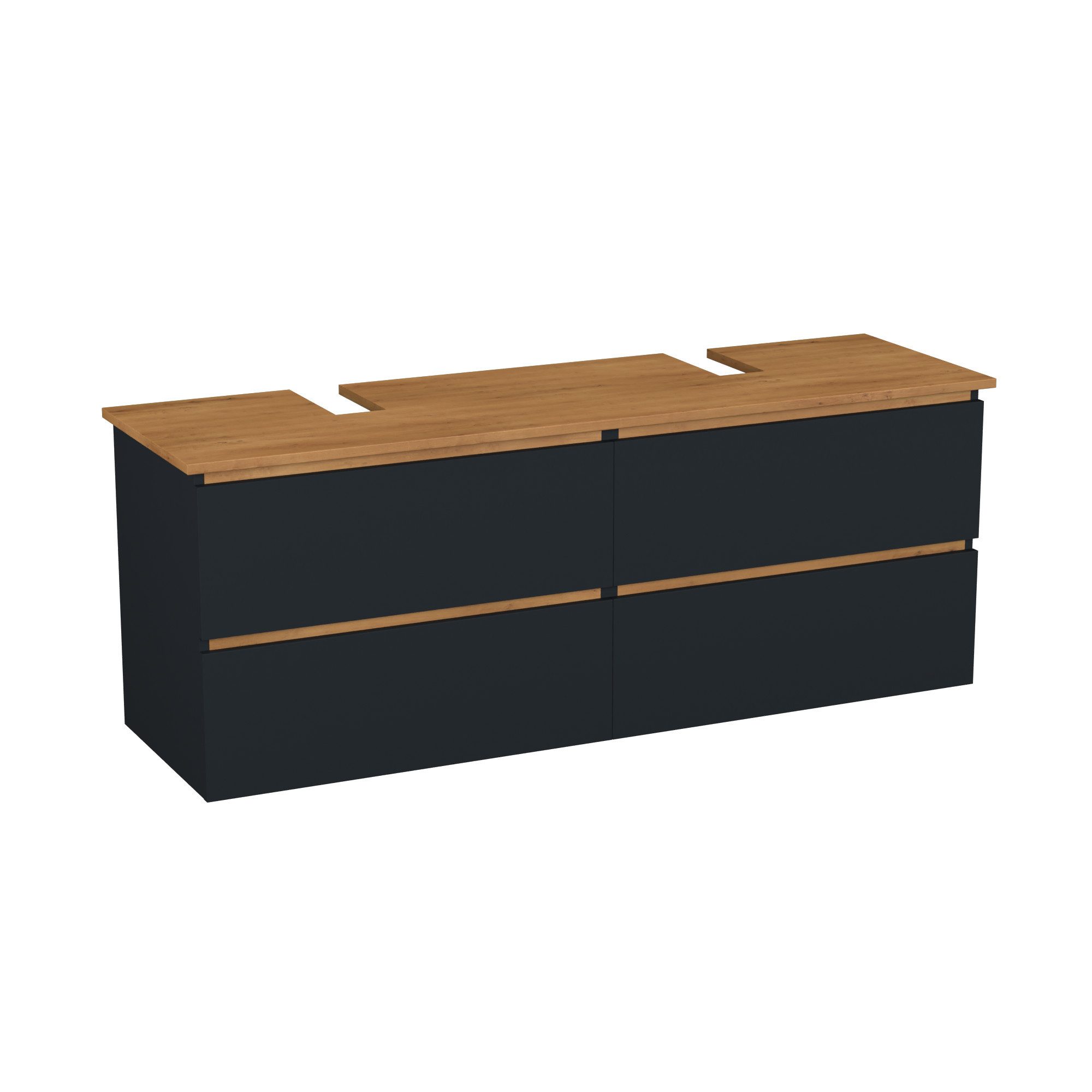 GARLIVO Waschbeckenunterschrank GLB-160 mit Schubladen, Badezimmer Waschtischunterschrank, Anthrazit Breite 160 cm, Soft-Close, Push-to-open/Tip-on, hängend