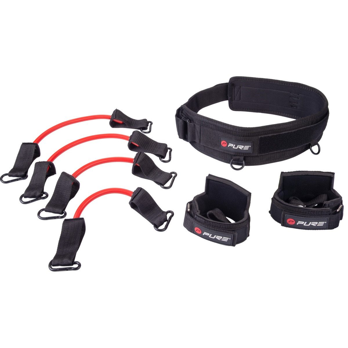 Pure 2 Improve Trainingshilfe Sprung-Trainer Set Pro (6-teilig) - schwarz/rot