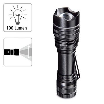Hama LED Taschenlampe LED Taschenlampe Outdoor mit Clip, 100 Lumen, 3 Lichtmodi, Baterrie AA