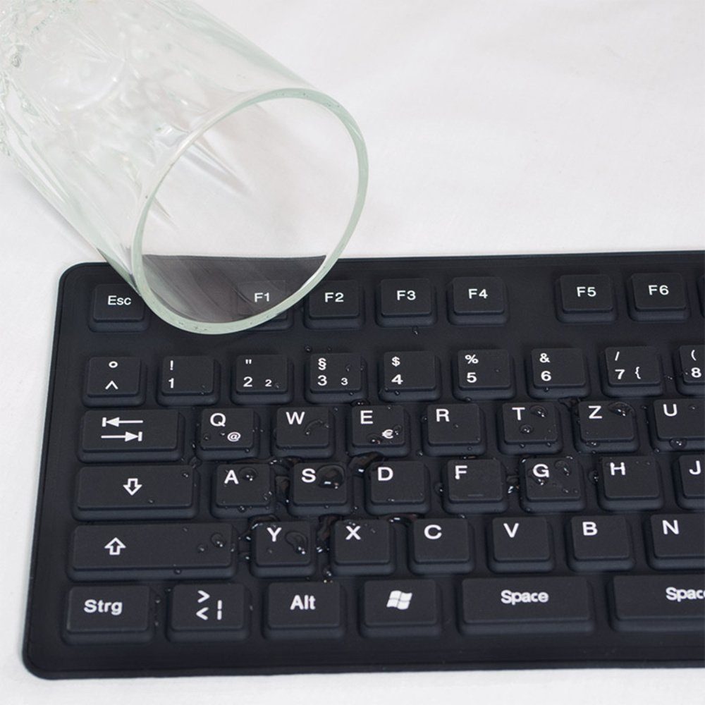 Logilink Tastatur USB / PS/2 Flexibel Wasserfest schwarz – Bild 2 von 2