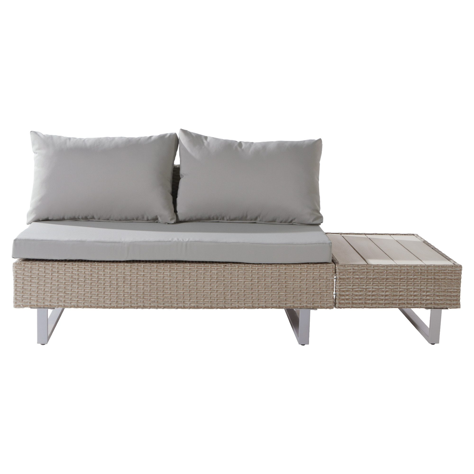 Merax Gartenlounge-Set für 5 Personen mit verzinkten Stahlrahmen und Kissen, (3-tlg., 1 2-Sitzer-Bank, 1 3-Sitzer-Ecksofa, 1 Couchtisch), Gartenmöbel Set Polyrattan, Balkonset, Sofagarnitur, Sitzgruppe