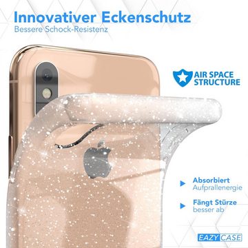 EAZY CASE Handyhülle Glitter Case für Apple iPhone X / iPhone XS 5,8 Zoll, Silikon Schutzhülle mit Glitzer stoßfeste TPU Bling Durchsichtig Klar