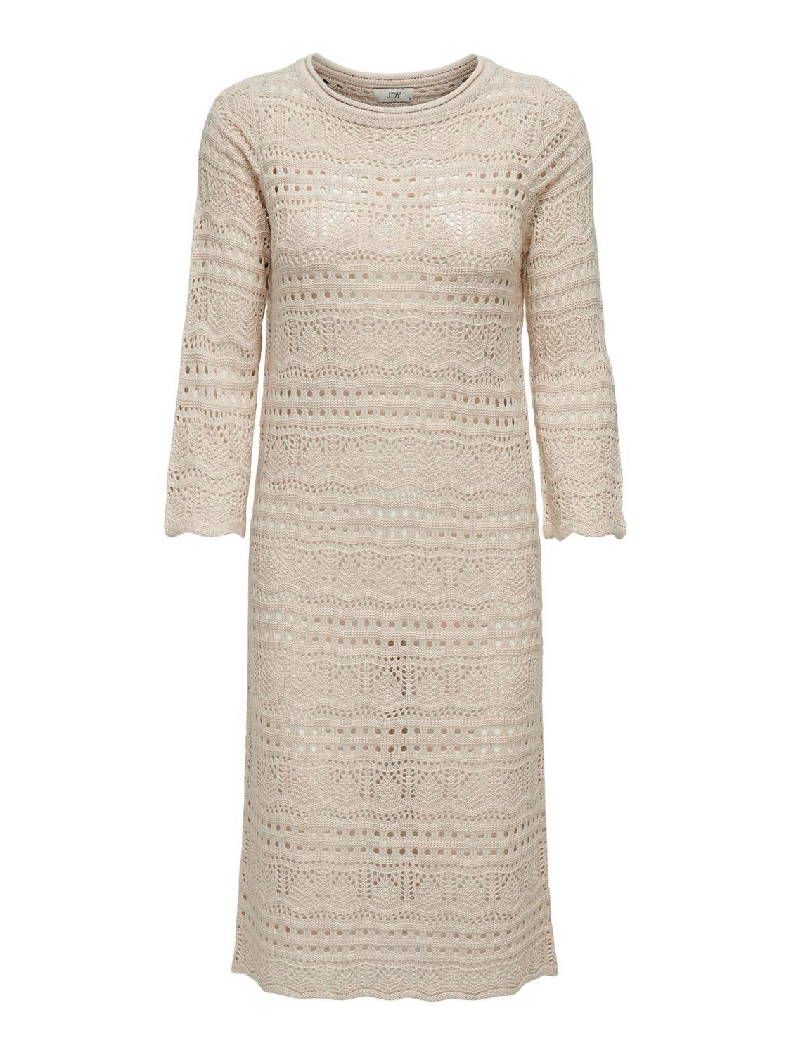 JACQUELINE de YONG Strickkleid Locker Leichtes Sommer Basic Midi- (knielang) JDYSUN LAY 3/4 BOAT NECK DRESS KNT NOOS