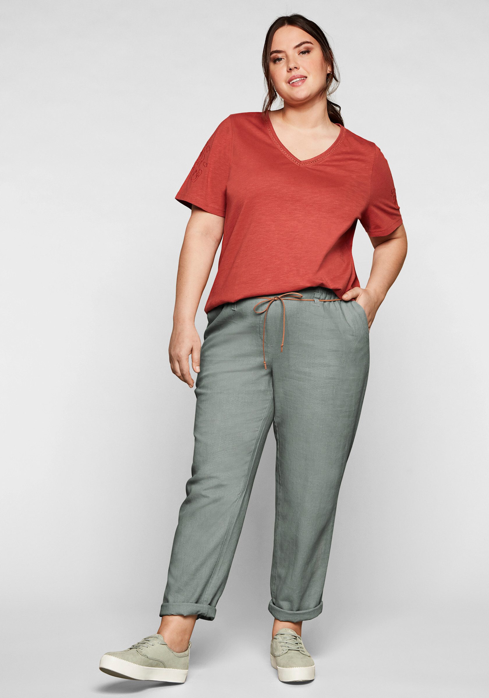 Sheego Jerseyhose Schlupfhose Innenbeinlänge ca. 74 günstig online kaufen