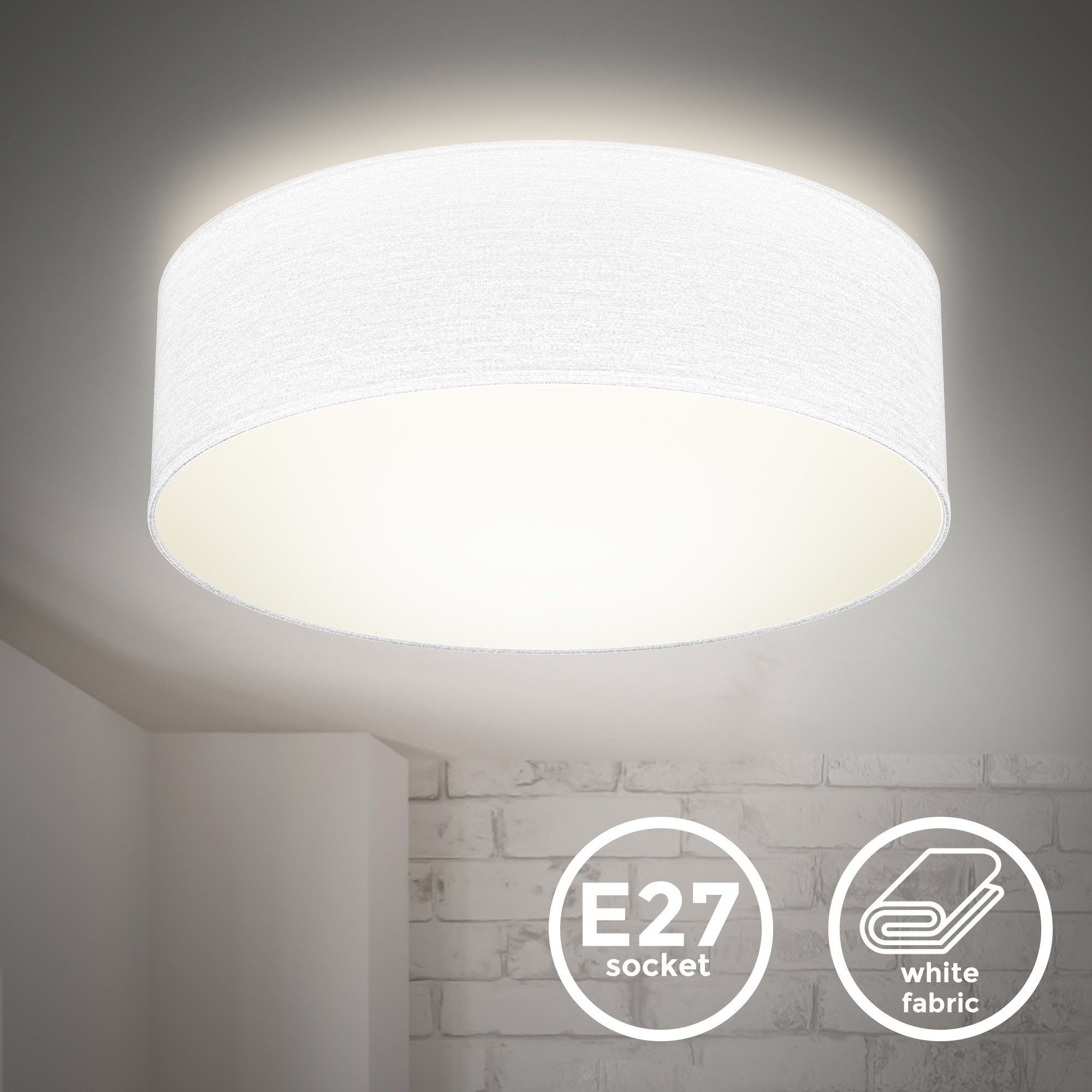 B.K.Licht Deckenleuchte, ohne Leuchtmittel, Deckenlampe, Textilschirm, günstig online kaufen