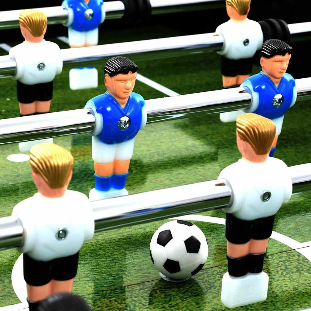 furnicato Tischfußballspiel Fußballtisch Schwarz 140 x 74,5 x 87,5 cm MDF und Stahl, Höhenverstellbarer Kickertisch mit rutschfesten Griffen für Gruppen