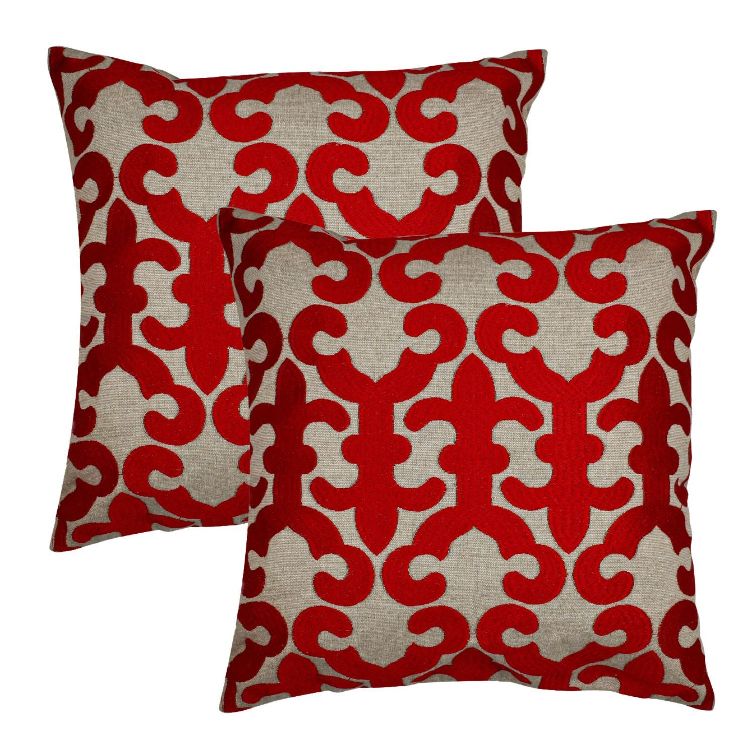 Marrakesch Orient & Mediterran Interior Zierkissen 2er Set Kissenbezug Handgefertigt Kayon Rot 40x40cm, Boho Deko, (2 St)