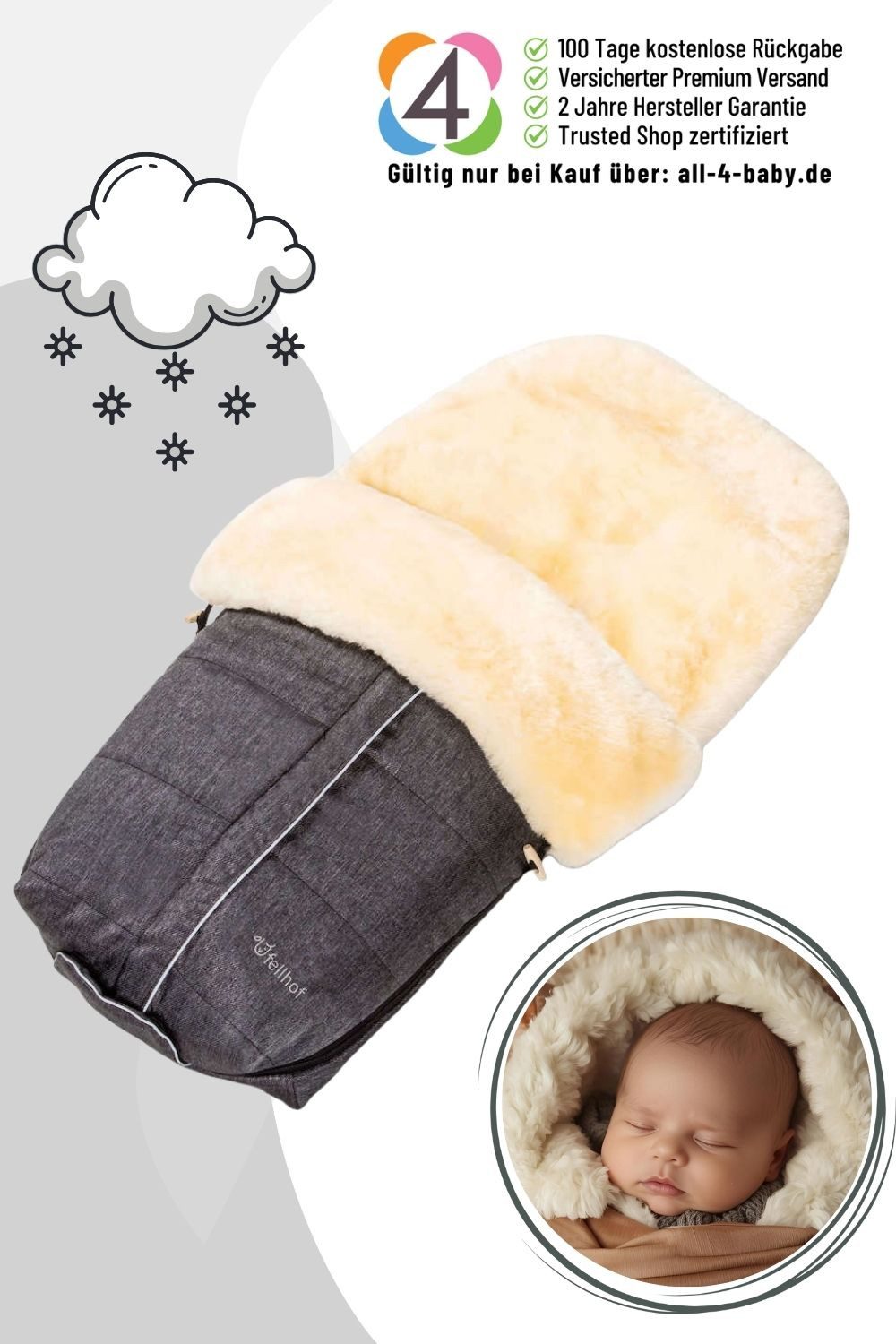 Fellhof Fußsack Lammfell Fußsack Aspen