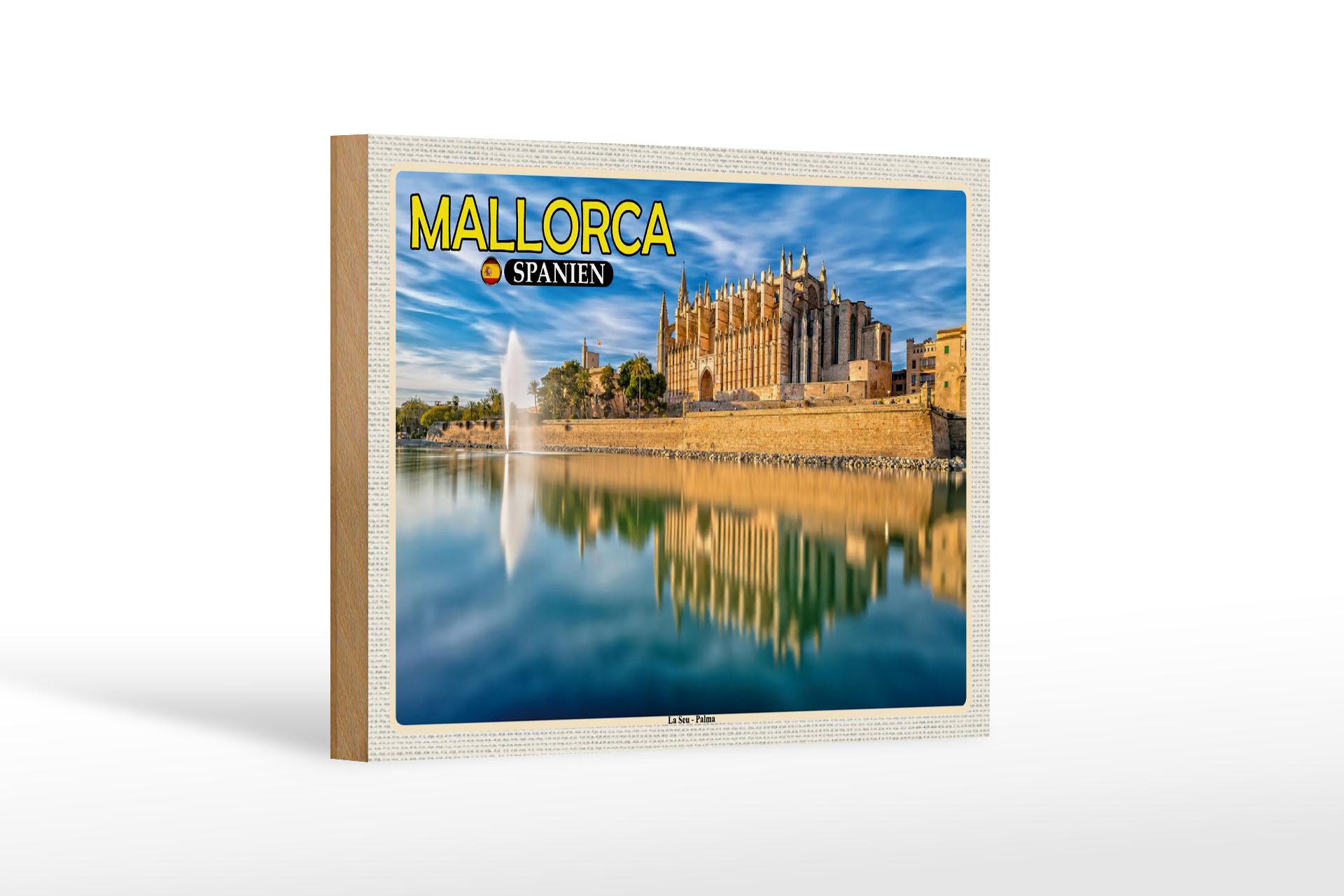 Femer GmbH Holzbild Reise 18x12 cm Mallorca Spanien La Seu Palma Kathedrale, (1 St), Glatte Holzfaserplatte (MDF), vorn beschichtet