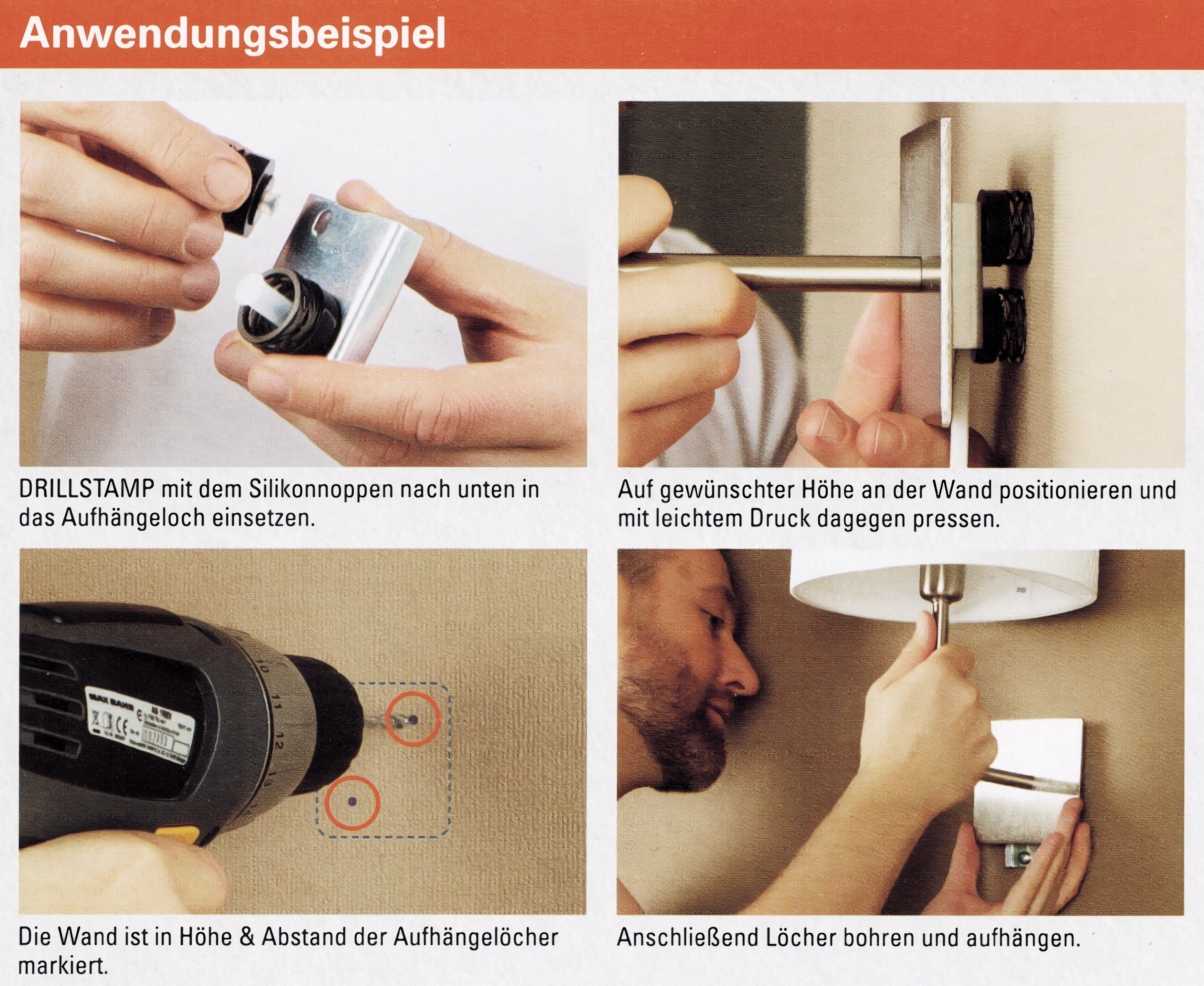 der Höhle Löwen Bilder Lampen Markierung von Regale 2x Bohrlöchern DRILLSTAMP zur Lochsäge Bohrhilfe 12,