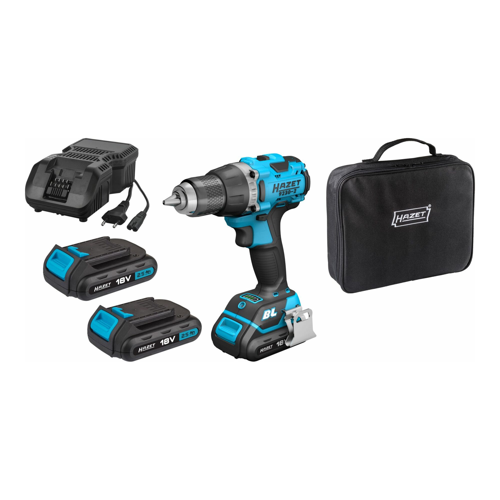 HAZET Bohrmaschine HAZET Akku Bohrmaschinen-Satz, 18 V, 2 Ah, 4teilig 9230-2/4 ∙ Anzahl W